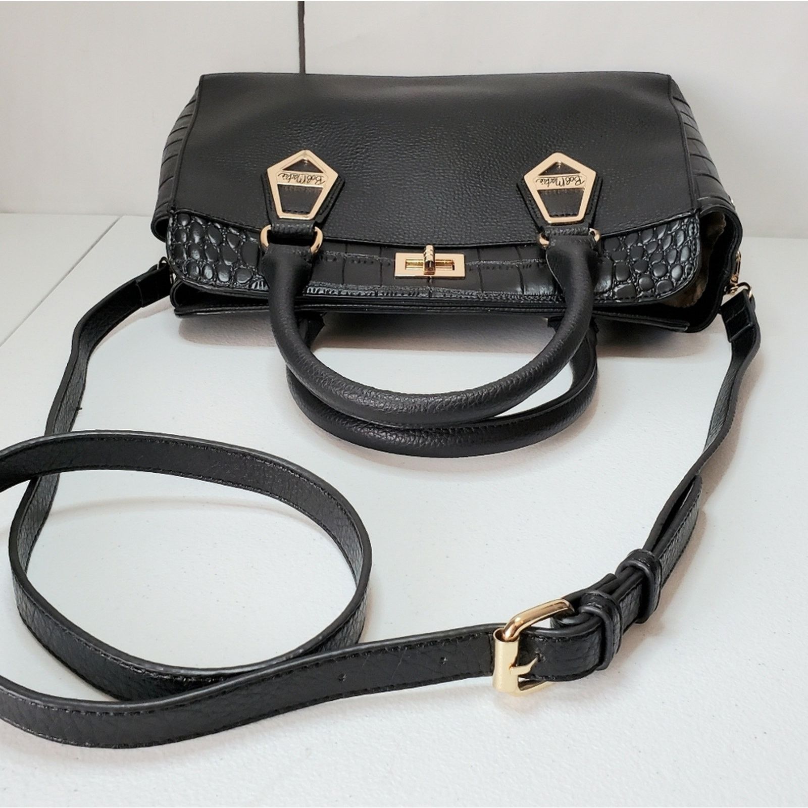 Designer Bob Mackie Rodeo Drive Croc Print Leather Satchel Handbag Size ONE SIZE - 6 Thumbnail