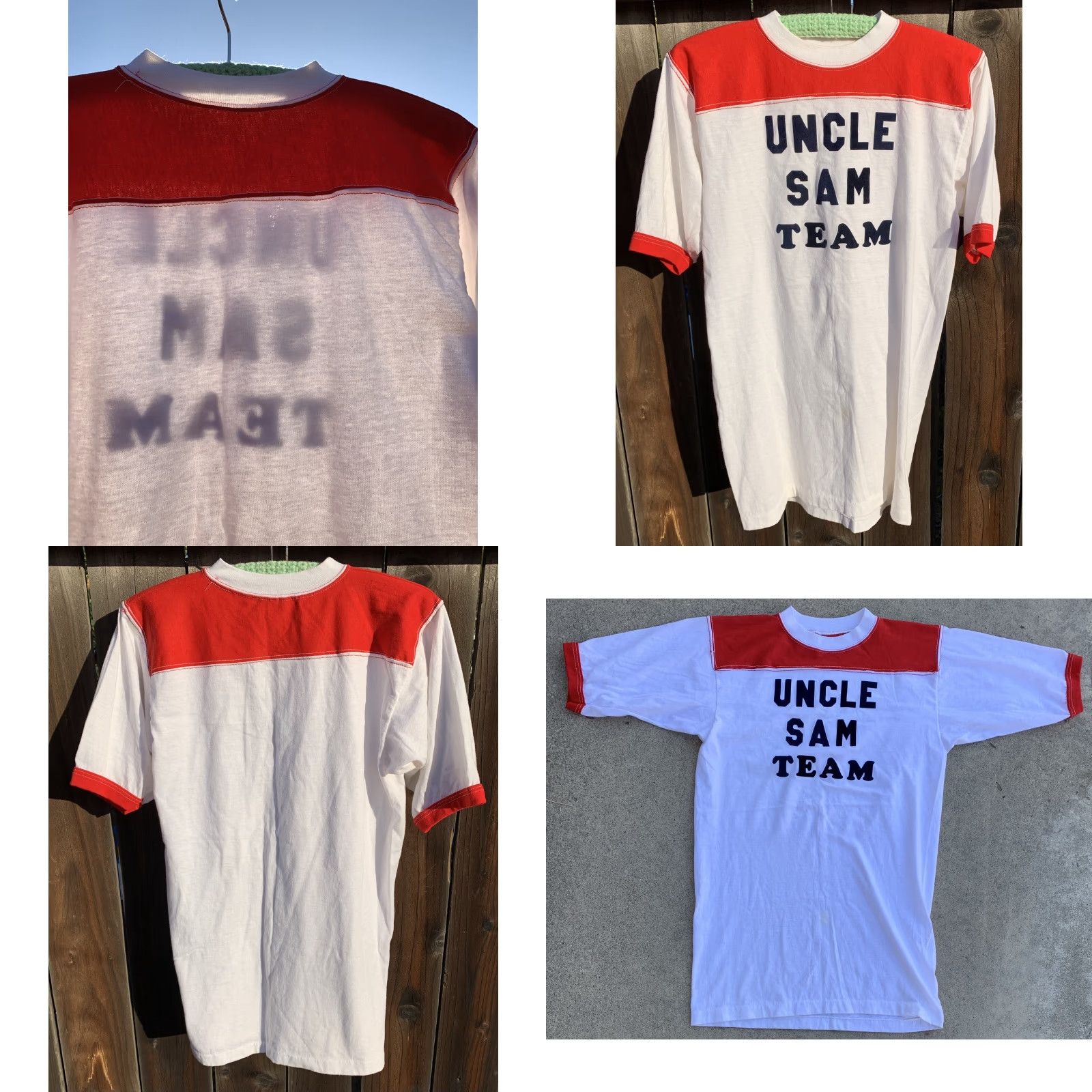 Vintage VINTAGE Uncle Sam Team iron on lettering jersey style t shirt tee size M L Size US M / EU 48-50 / 2 - 9 Thumbnail