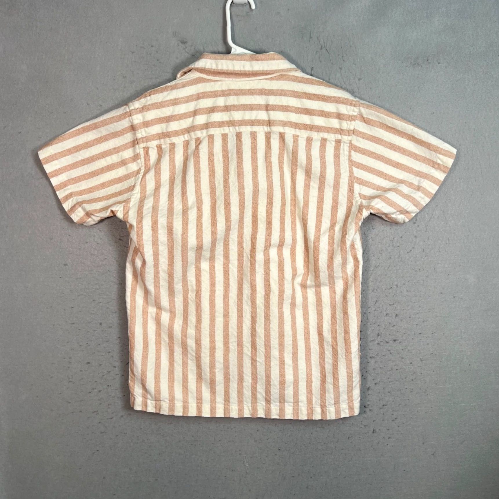 Vintage Luna Zorro Mens Medium Handwoven Cotton Striped Short-Sleeve Shirt Beige & White Size US M / EU 48-50 / 2 - 2 Thumbnail