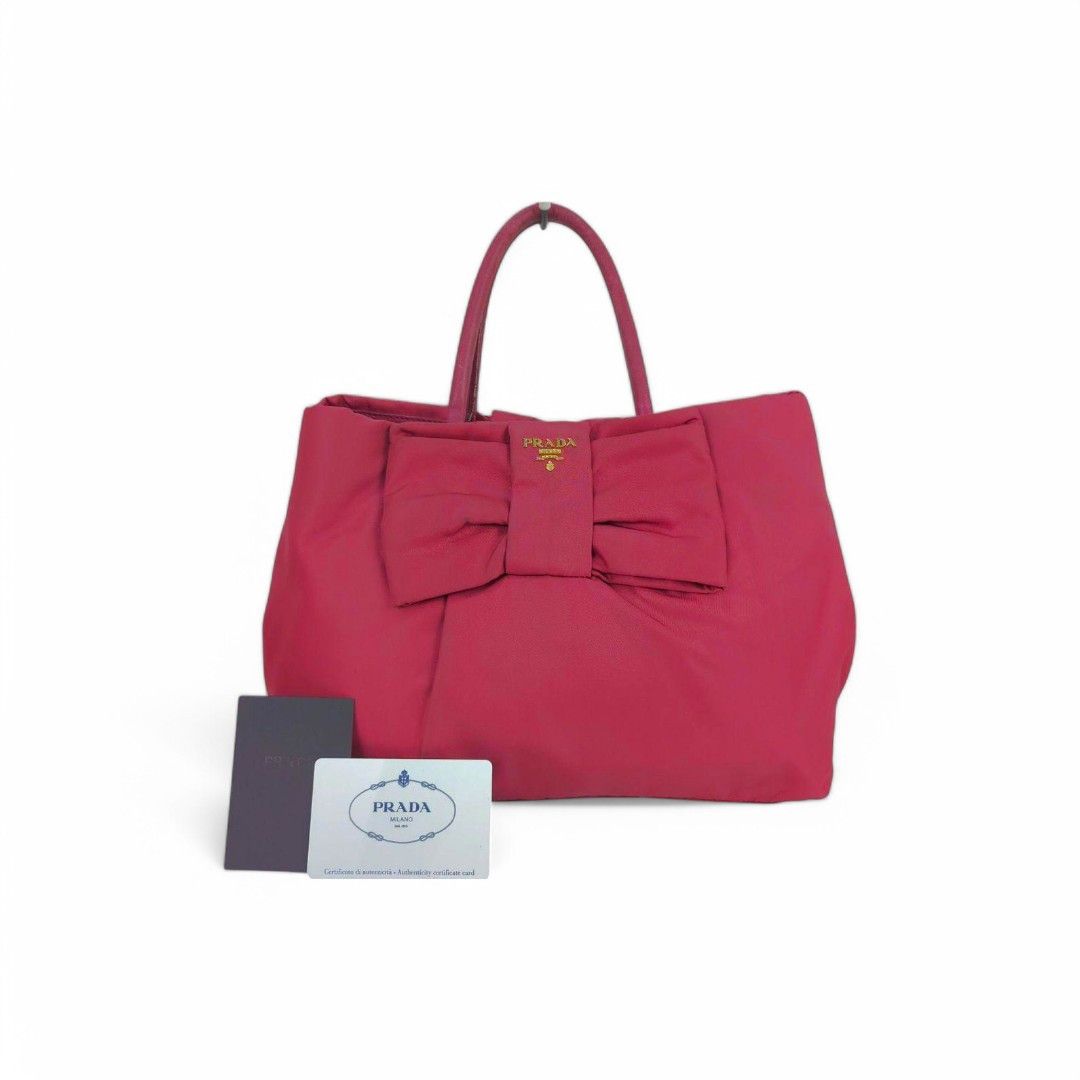 Prada Prada - Leather Ribbon Handbag Pink Red Gold Hardware Size ONE SIZE - 1 Thumbnail
