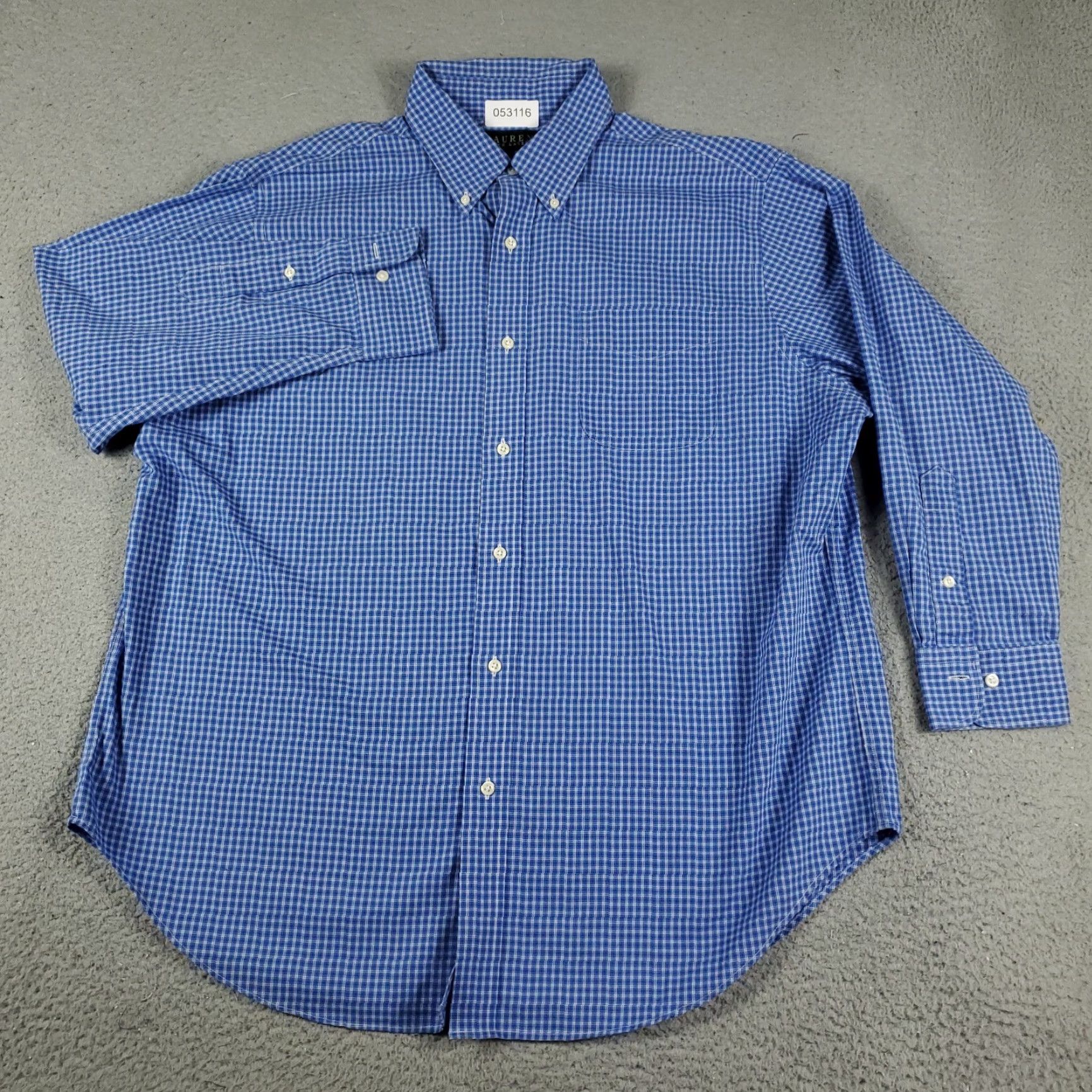 Ralph Lauren Ralph Lauren Blue Plaid Dress Shirt Mens 17.5 Long Sleeve Button-Up Classic Fit Size 46R - 2 Thumbnail