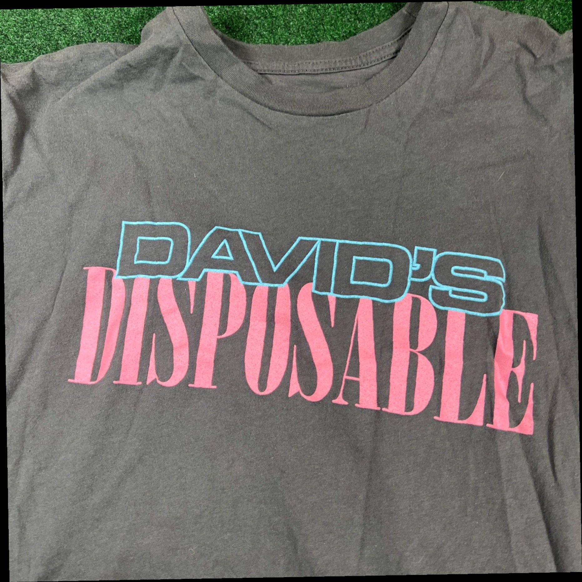 Vintage Men’s David Dobrik David’s Disposable Merch Logo Spellout Grey Shirt Sz L Fits M Size US M / EU 48-50 / 2 - 4 Thumbnail