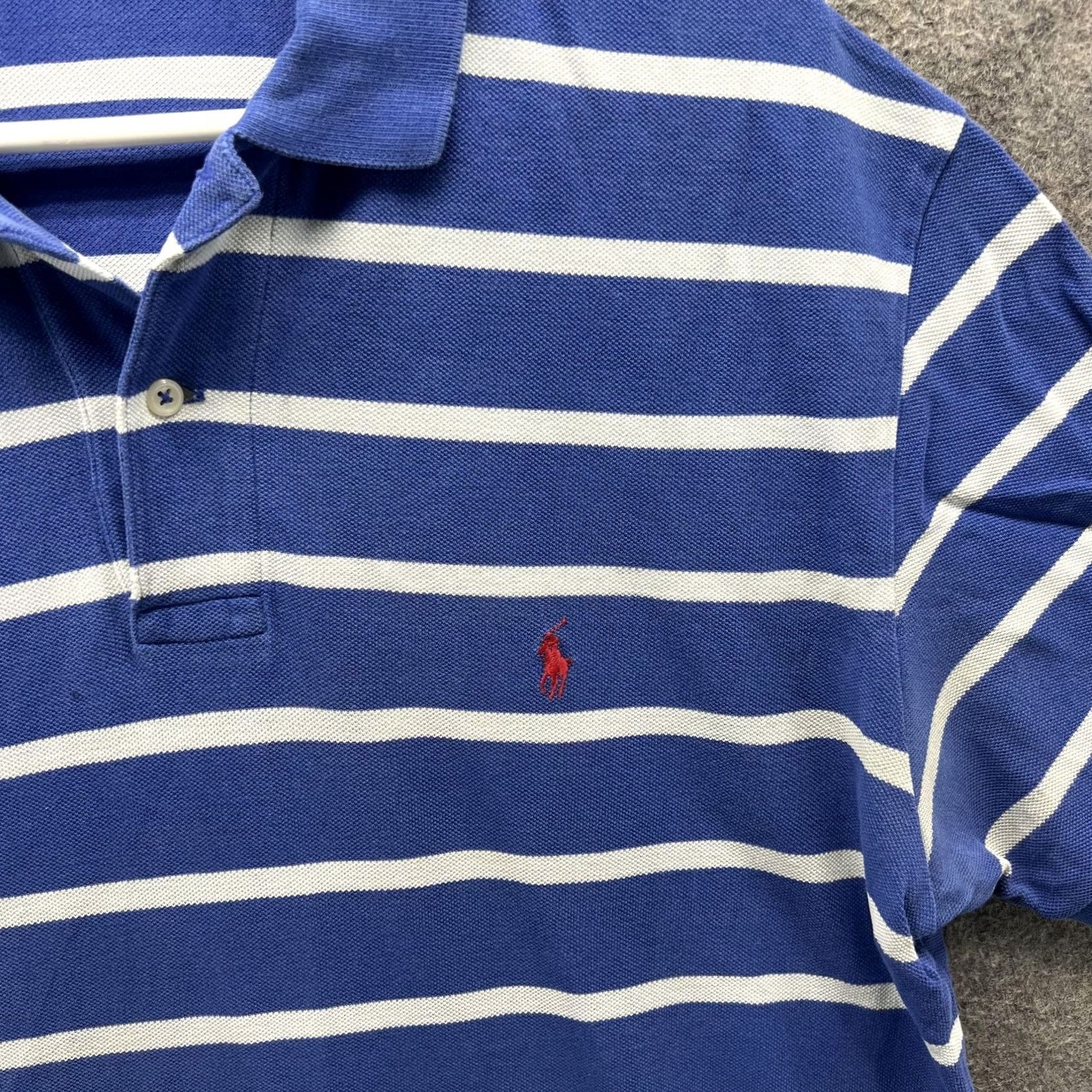 Polo Ralph Lauren Polo Ralph Lauren Polo Shirt Mens Large Blue Stripe Pique Cotton Pony Logo Golf Size US L / EU 52-54 / 3 - 3 Thumbnail