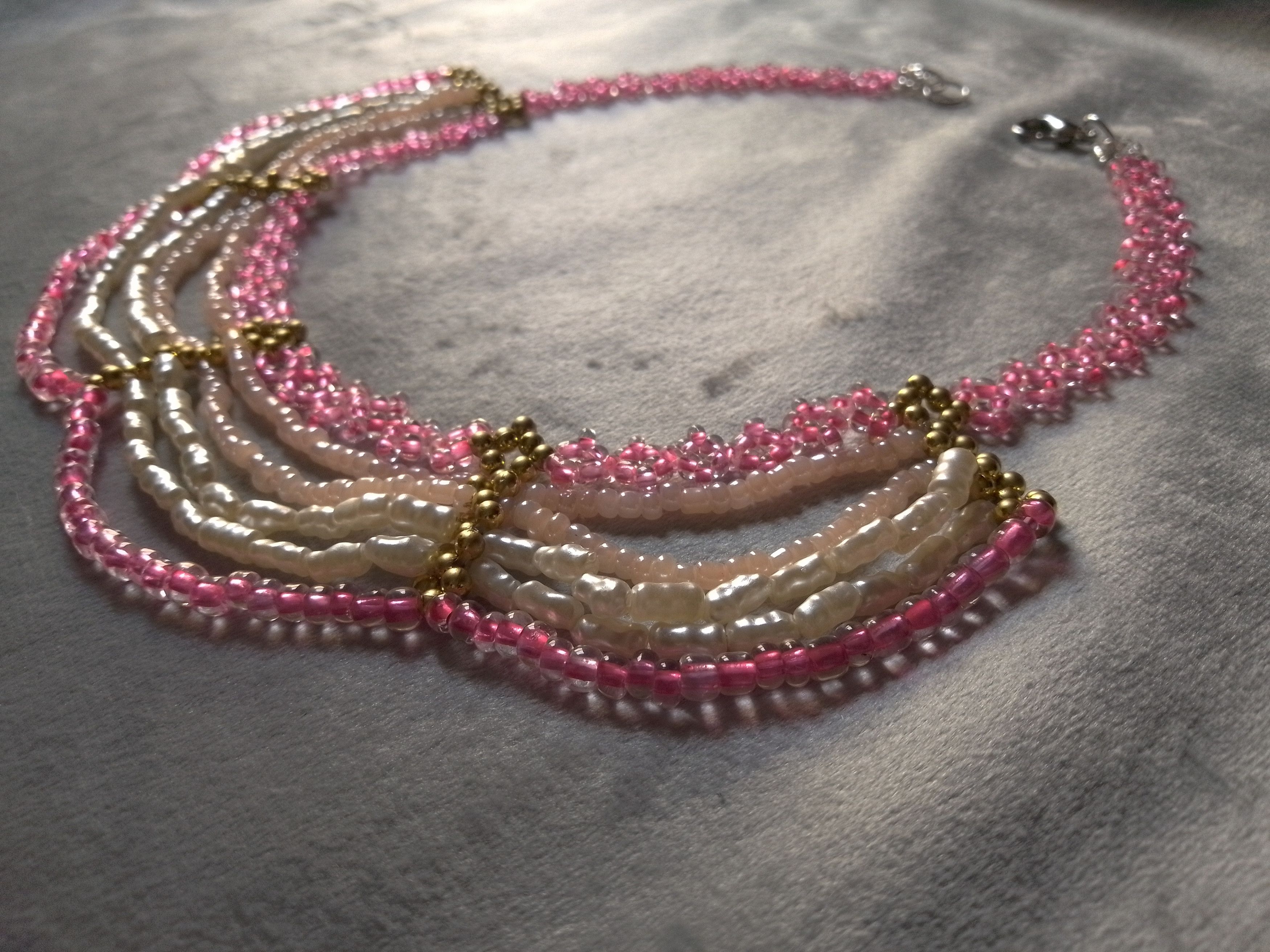 Handmade Necklace/Collar Pink Elegant Fresh Water Pearls Size ONE SIZE - 10 Thumbnail