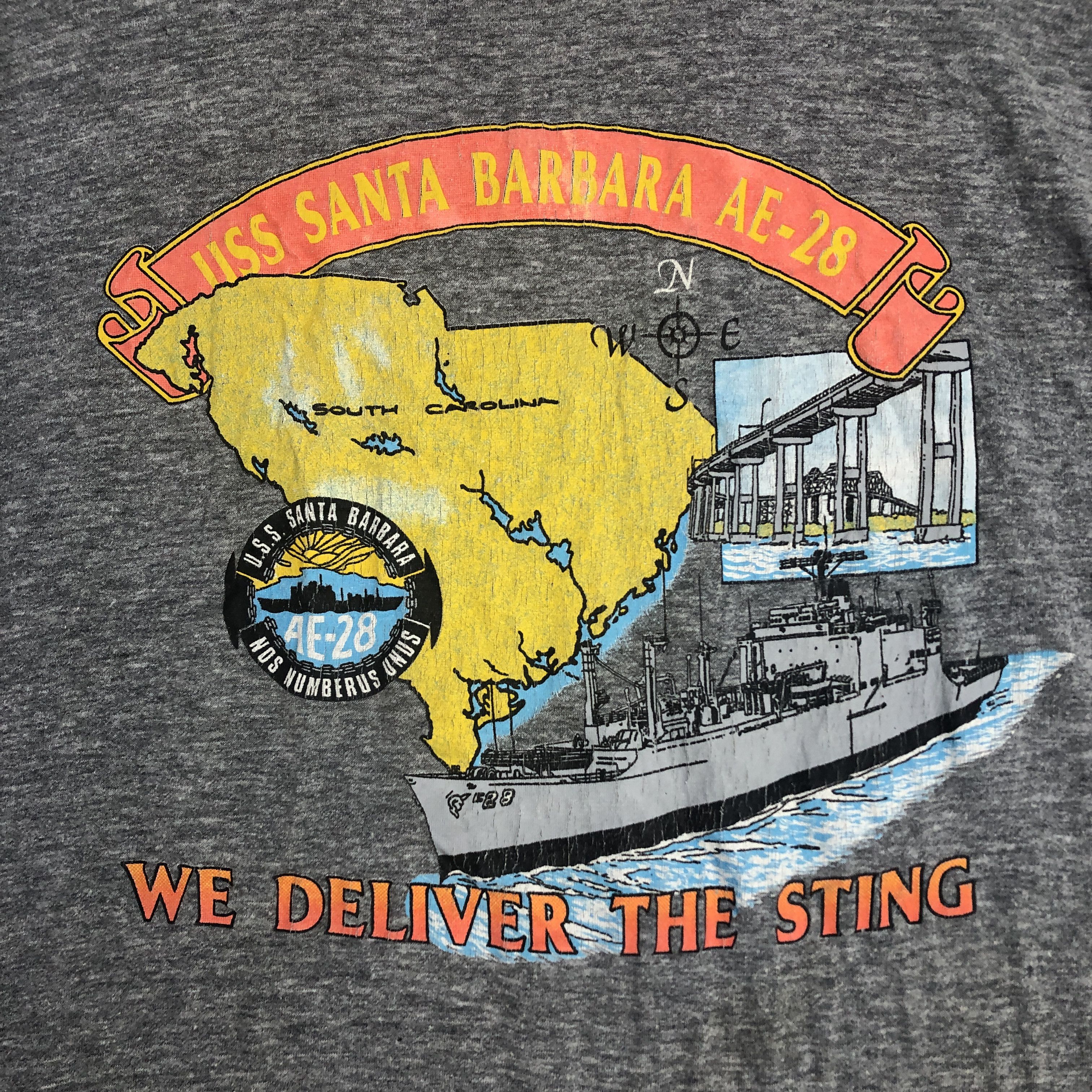 Vintage Vintage USS Santa Barbara Rayon Tri Blend T-Shirt Size US XL / EU 56 / 4 - 2 Thumbnail