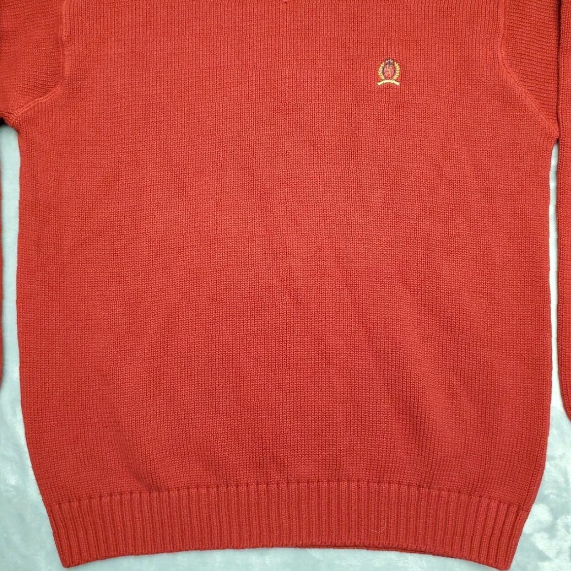 Tommy Hilfiger VINTAGE Tommy Hilfiger Sweater Mens L Red 100% Cotton Crewneck Pullover Knit Pullover Mens Size US L / EU 52-54 / 3 - 2 Thumbnail