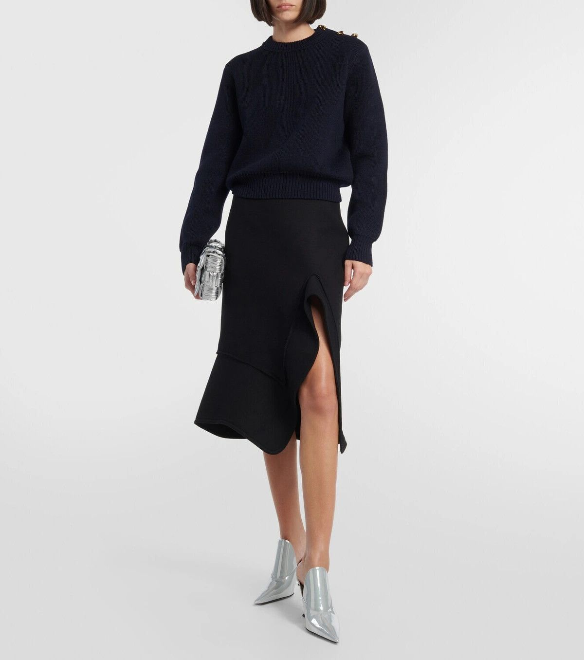 Bottega Veneta o1y0725 Midi Skirt in Black Size 28" / US 6 / IT 42 - 5 Thumbnail