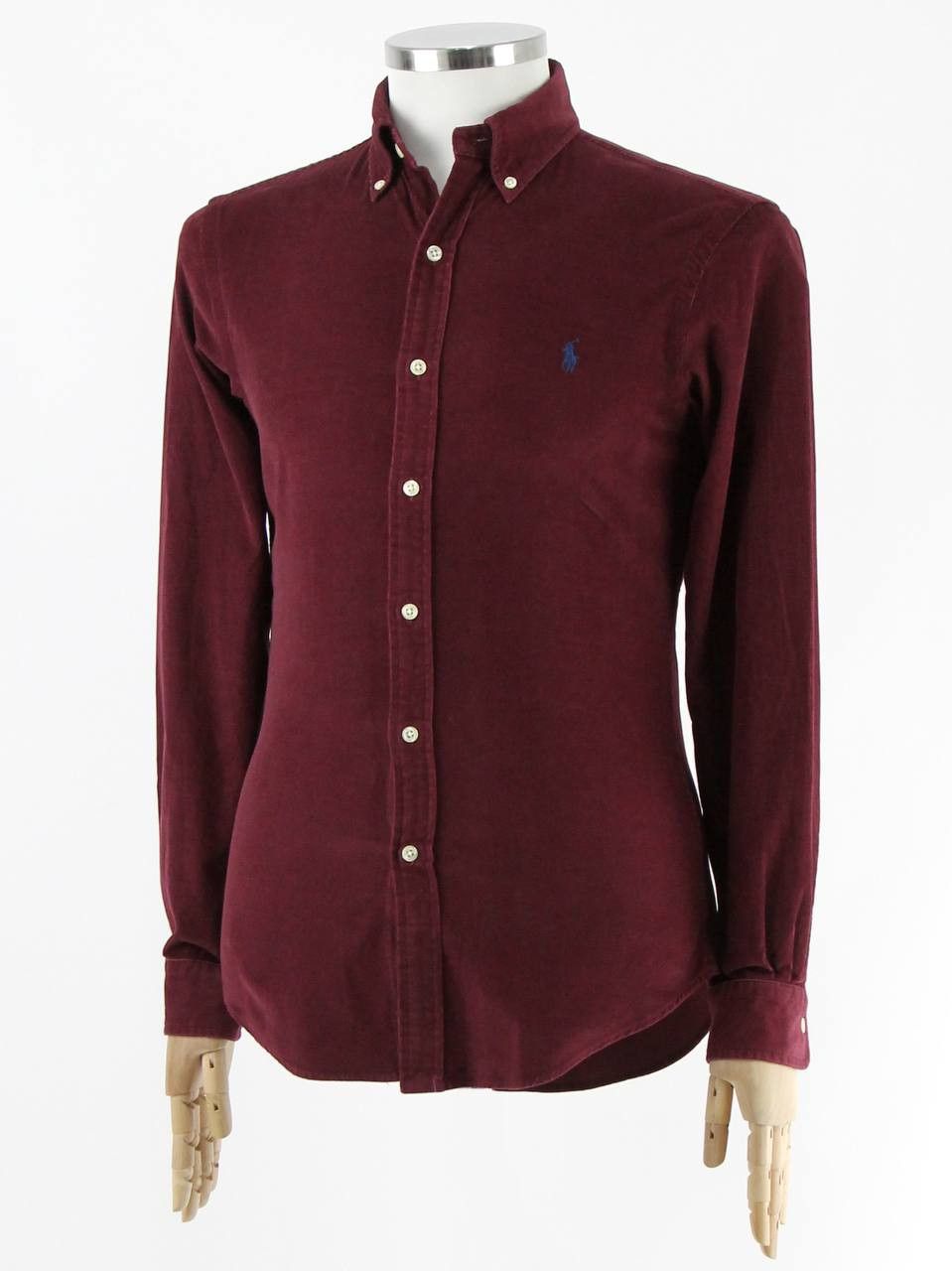 Polo Ralph Lauren POLO RALPH LAUREN Slim burgundy micro velvet shirt Size US S / EU 44-46 / 1 - 2 Thumbnail