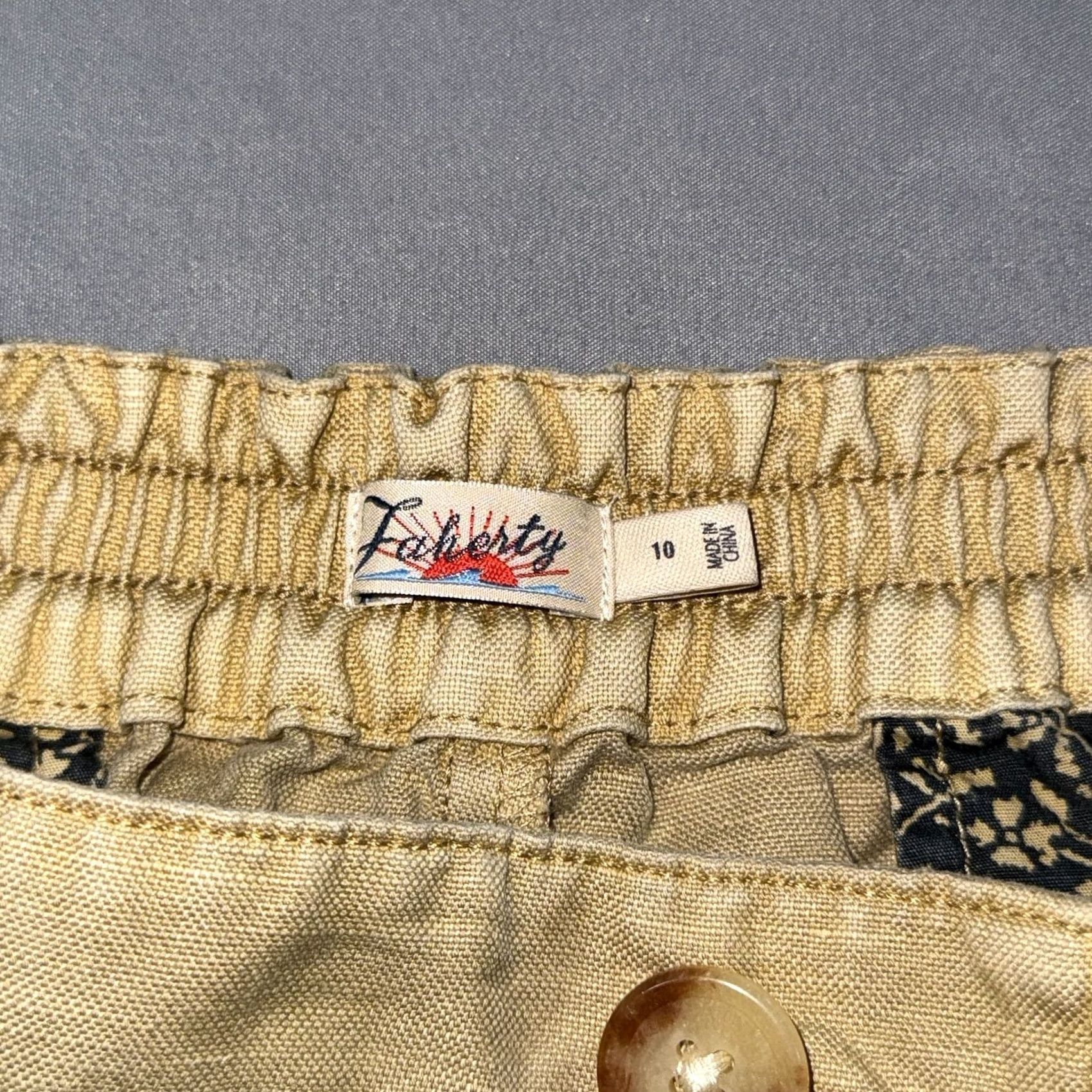 Faherty Faherty Pleated Wide Trouser Pants Women Size 10 Tan Linen Organic Cotton Elasti Size 32" / US 10 / IT 46 - 3 Thumbnail