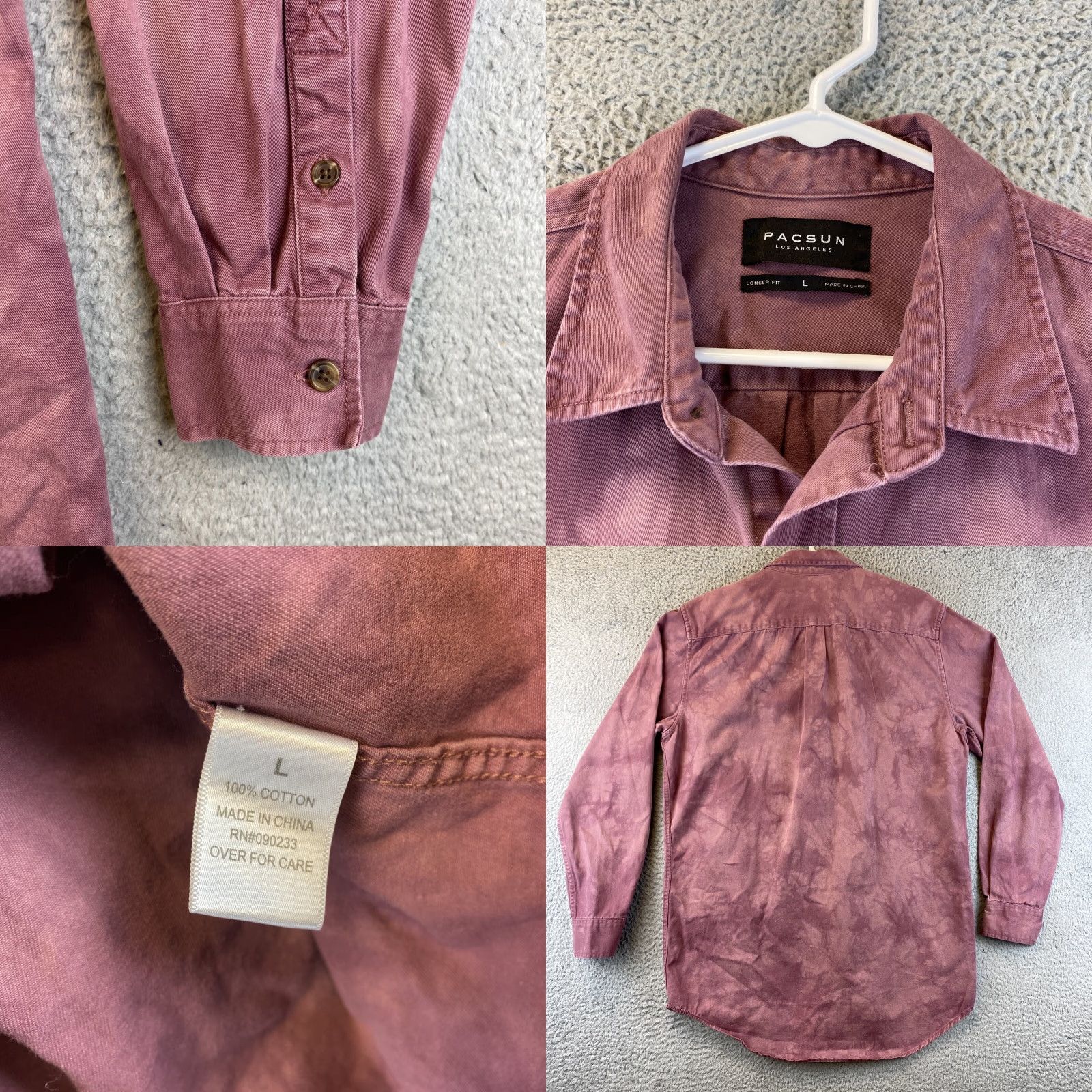 Pacsun VINTAGE Pacsun Dress Shirt Men Size 16.5 Long Sleeve Light Bleached Purple Cotton Size 42R - 8 Thumbnail