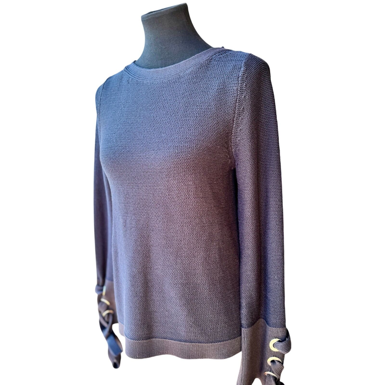 Ann Taylor Ann Taylor Black Sweater with Bow-Accented Sleeves – NWT Size M / US 6-8 / IT 42-44 - 2 Thumbnail