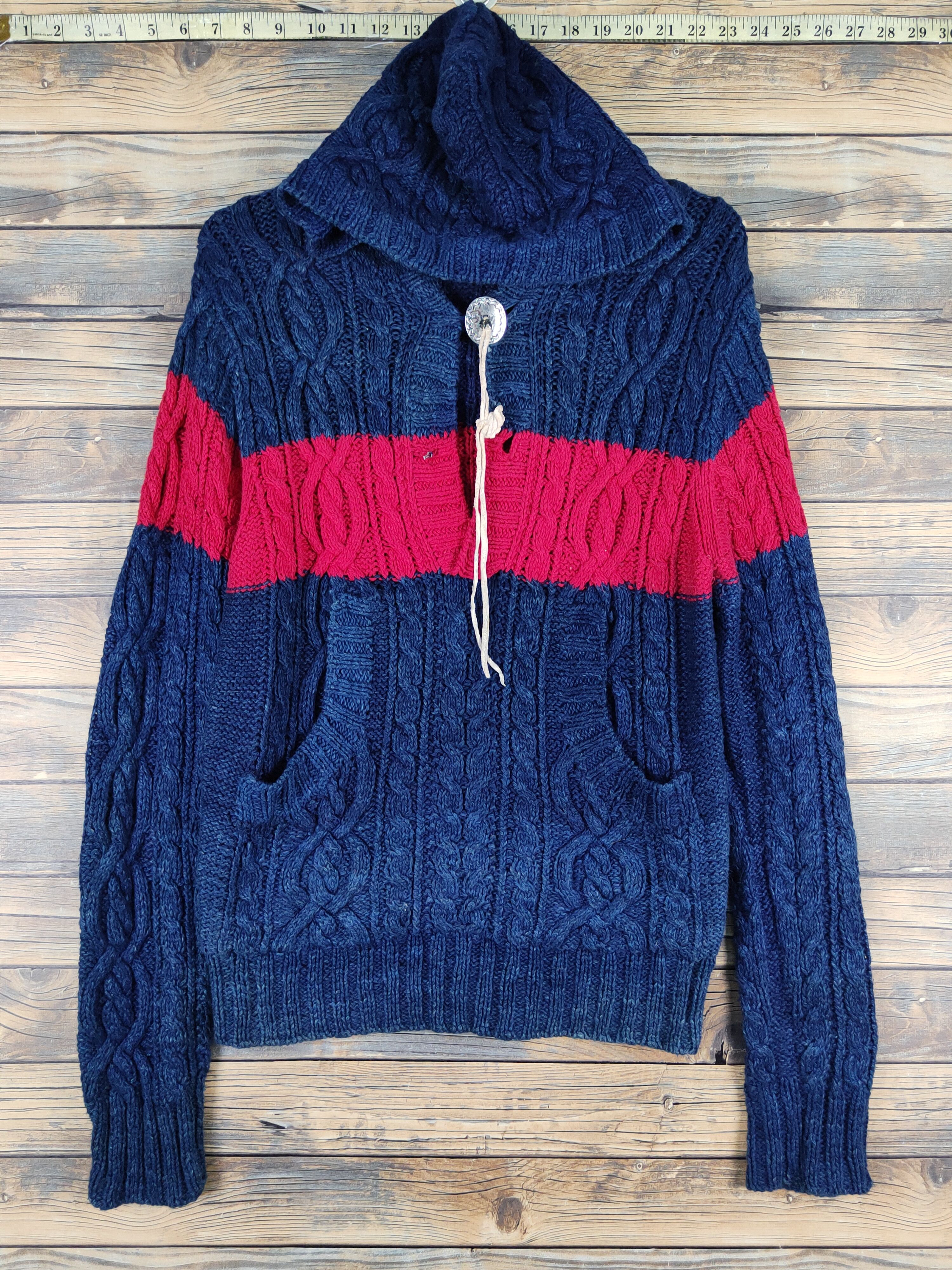 Hysteric Glamour DL Hysteric Red Hoodie cable Knitwear Sweatshirts #W1153 Size US M / EU 48-50 / 2 - 1 Thumbnail