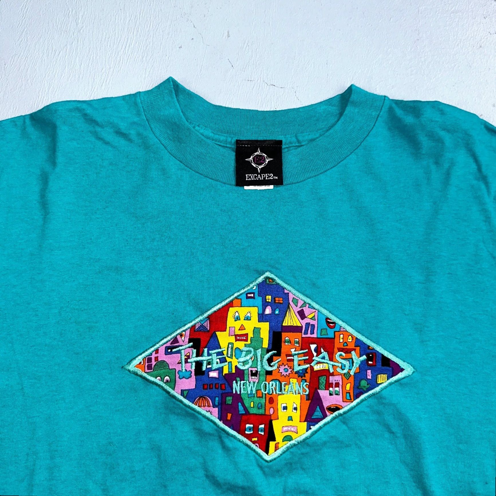 Vintage VINTAGE New Orleans Big Easy Embroidery VTG T Shirt 90s Single Stitch Travel USA Fun XL Green Mens Size US XL / EU 56 / 4 - 2 Thumbnail