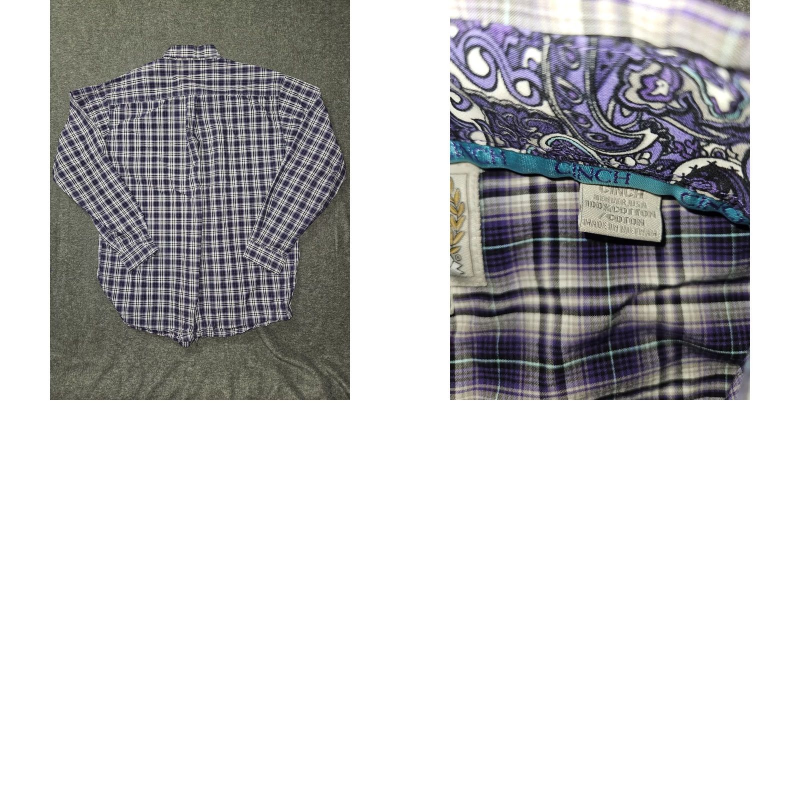 Vintage Cinch Shirt Mens XL Purple Plaid Long Sleeve Button Down Western Rodeo Flip Cuff Size US XL / EU 56 / 4 - 8 Thumbnail