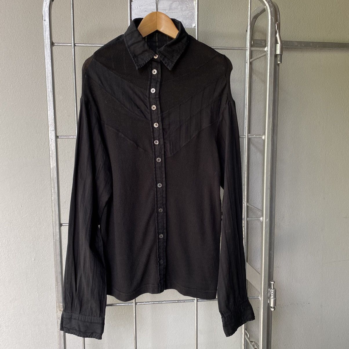 Japanese Brand A/T Black Contrast-Stitch Button-Up Shirt Size S / US 4 / IT 40 - 22 Thumbnail