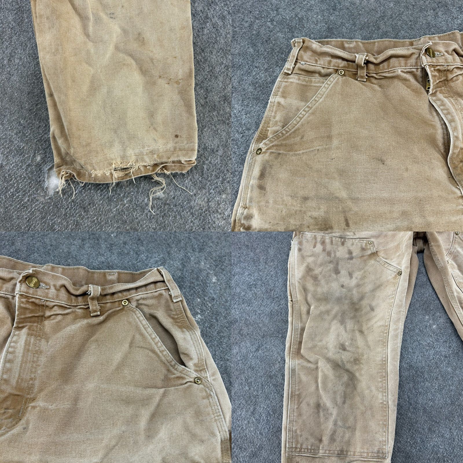 Carhartt VINTAGE Carhartt Jeans Mens 33x28 Brown Tan Carpenter Double Knee Loose Fit USA 90s Comfort Pockets Straight Seasonal Mens Size US 33 - 8 Thumbnail