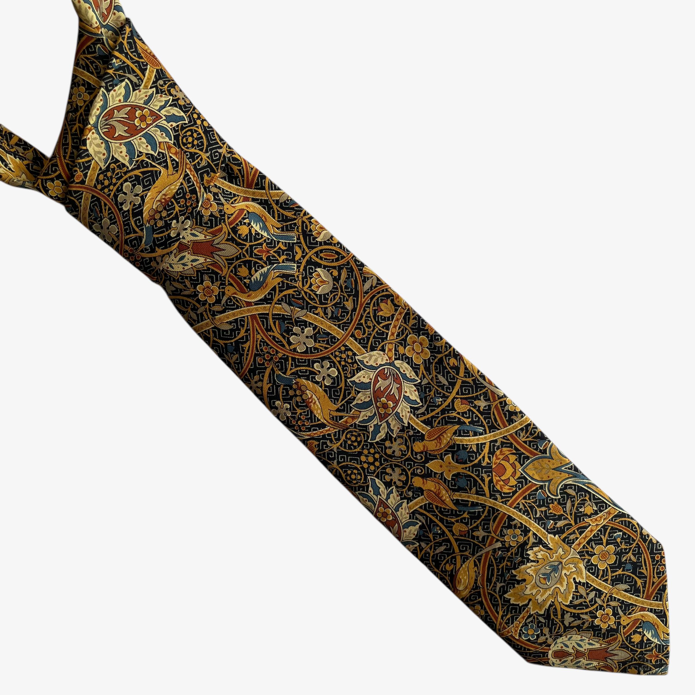Liberty Vintage Y2K Liberty Abstract Floral And Bird Print Silk Tie Size ONE SIZE - 1 Thumbnail