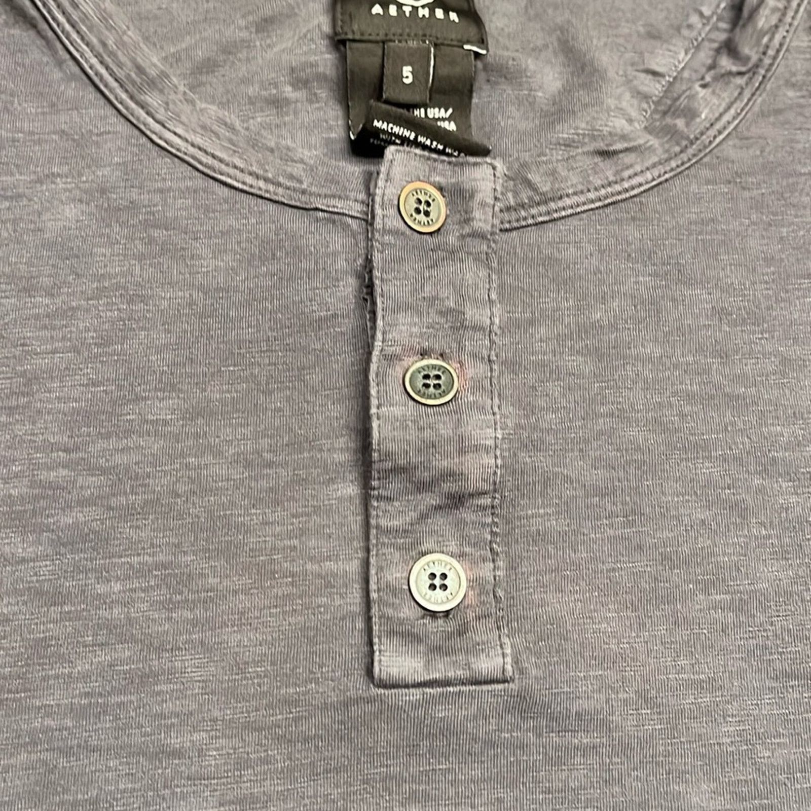 Aether Apparel AETHER Apparel Charcoal Long Sleeve Pima Cotton Emery Henley Size US XXL / EU 58 / 5 - 7 Thumbnail