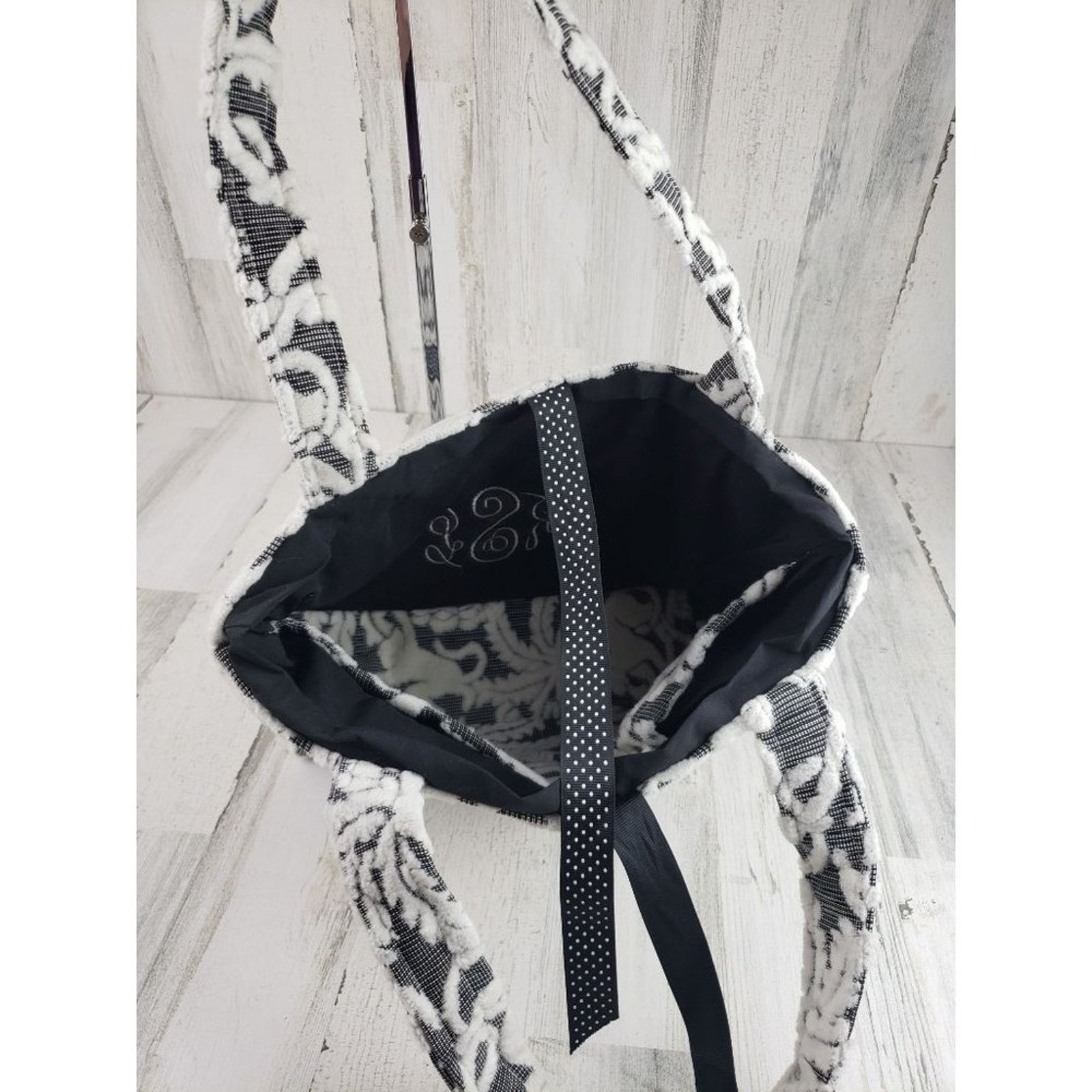 Other Black White Paisley Polka Dot Tote Bag Shoulder Purse Size ONE SIZE - 8 Thumbnail