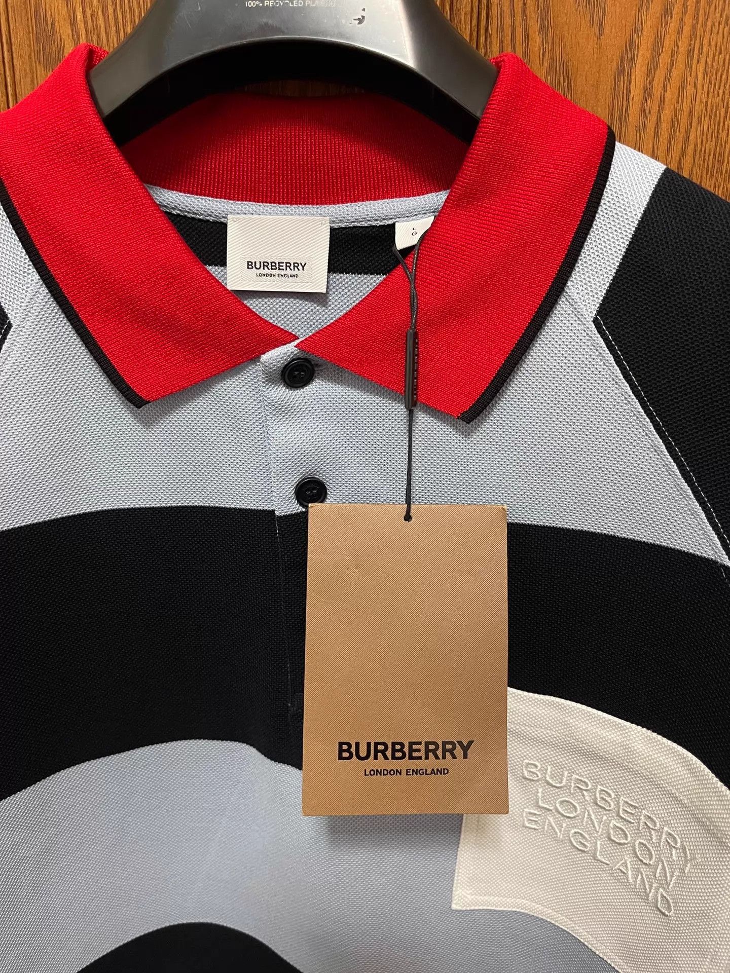 Burberry Burberry Fitted Blue Stripe Short Sleeve Polo L Size US L / EU 52-54 / 3 - 3 Thumbnail