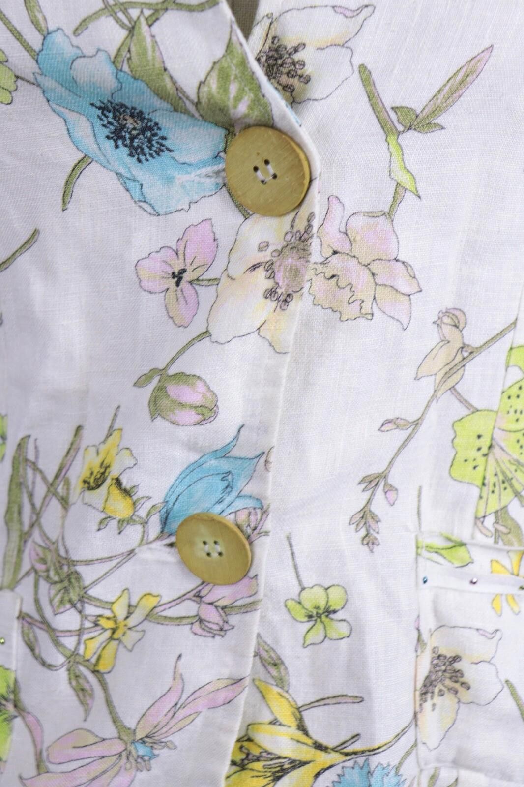 Designer Elisa Cavaletti White Floral Lightweight Jacket Size M Size M / US 6-8 / IT 42-44 - 4 Thumbnail