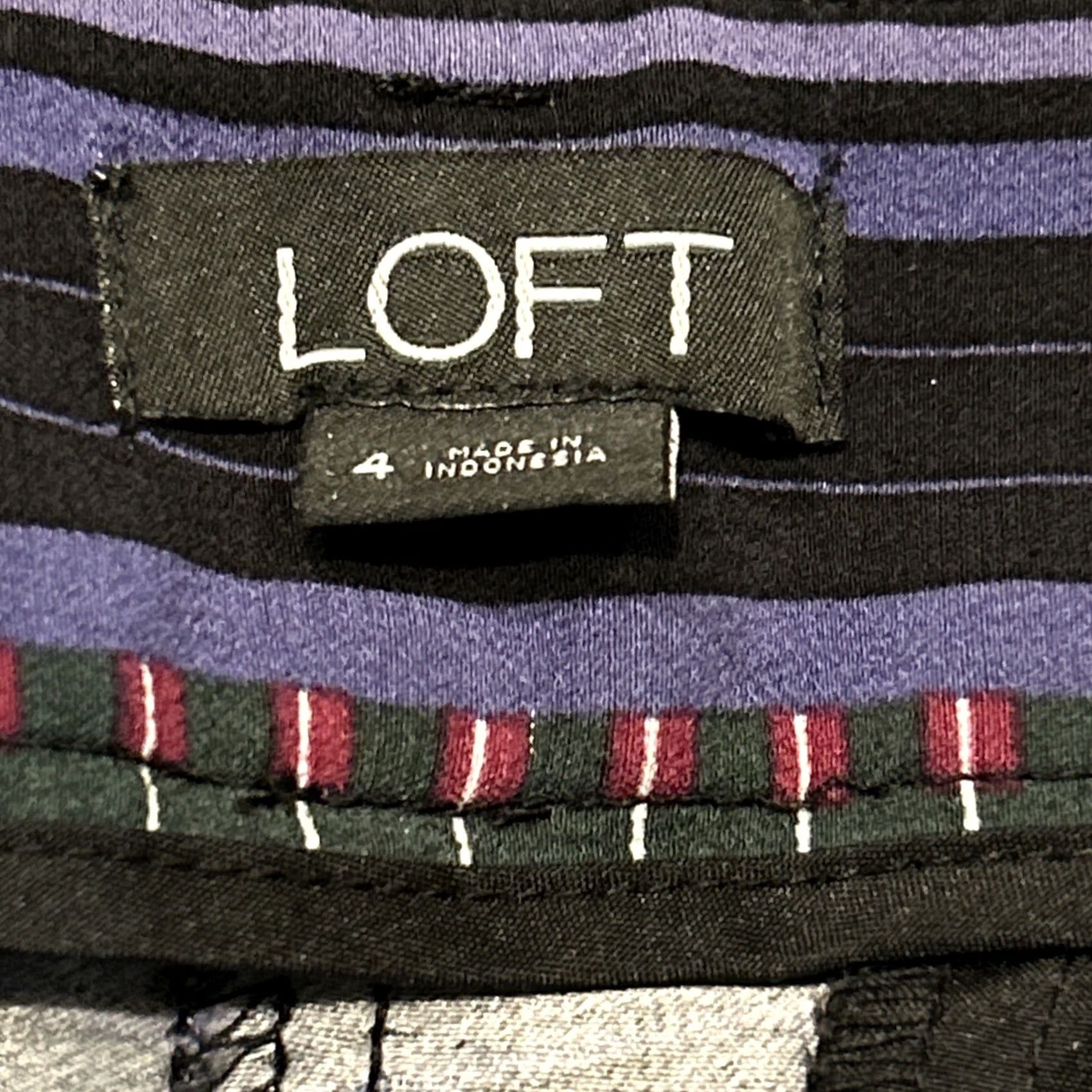 Loft LOFT Wide Leg Crop Pants Striped Multicolor Rayon Crepe Casual Workwear Pants Women Size 4 Regular Inseam 24 in Size 27" / US 4 / IT 40 - 2 Thumbnail