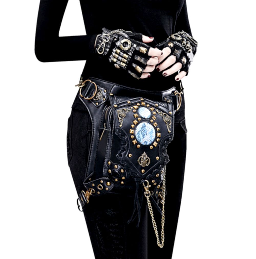 Hysteric Glamour × Japanese Brand × Vintage Vintage Steampunk Knight Rivets Leather Bag Streetwear Rave Size ONE SIZE - 3 Thumbnail