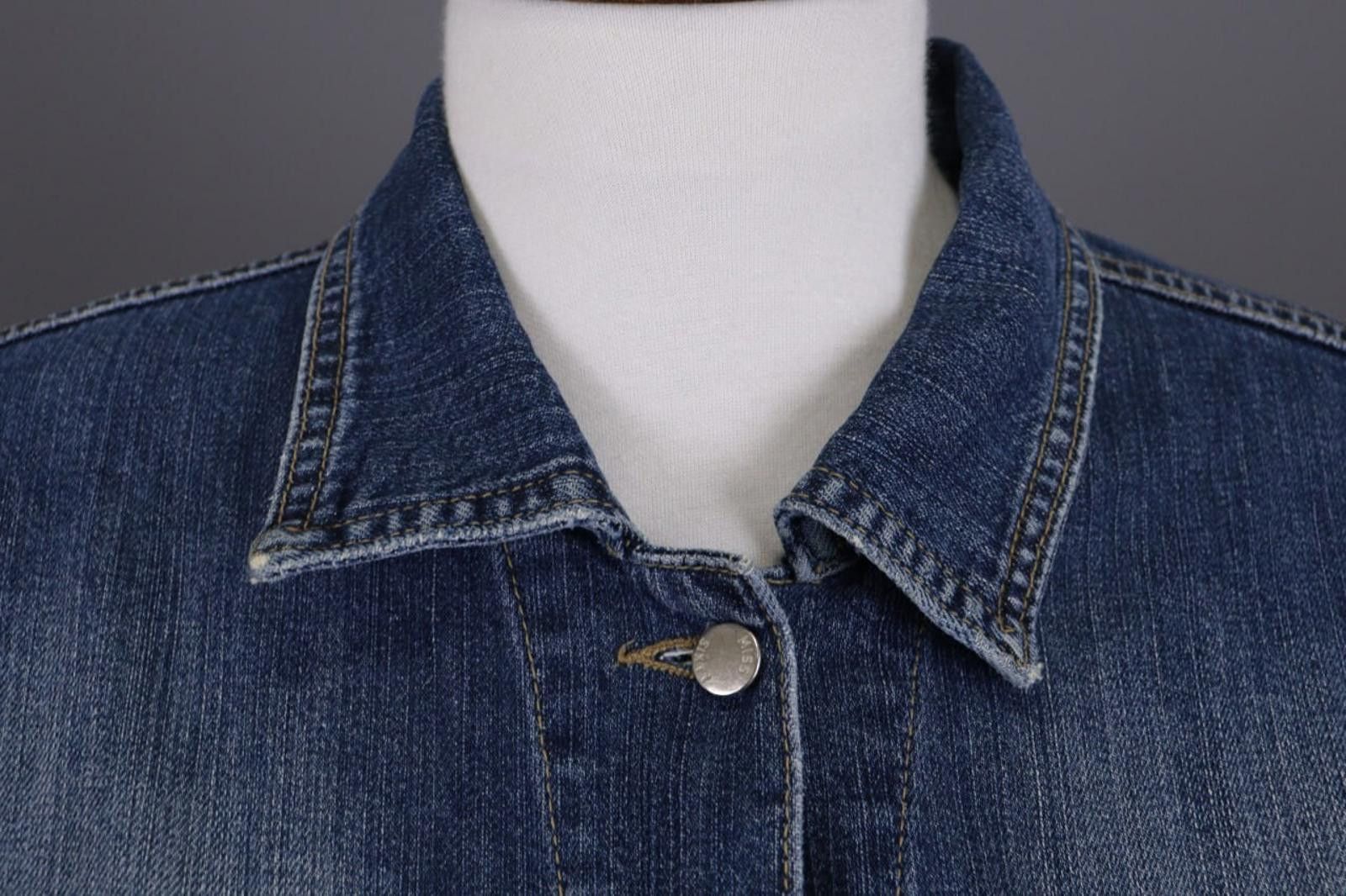 Designer Miss Sixty Blue Denim Button Down Trucker Jacket Size XL Size XL / US 12-14 / IT 48-50 - 3 Thumbnail