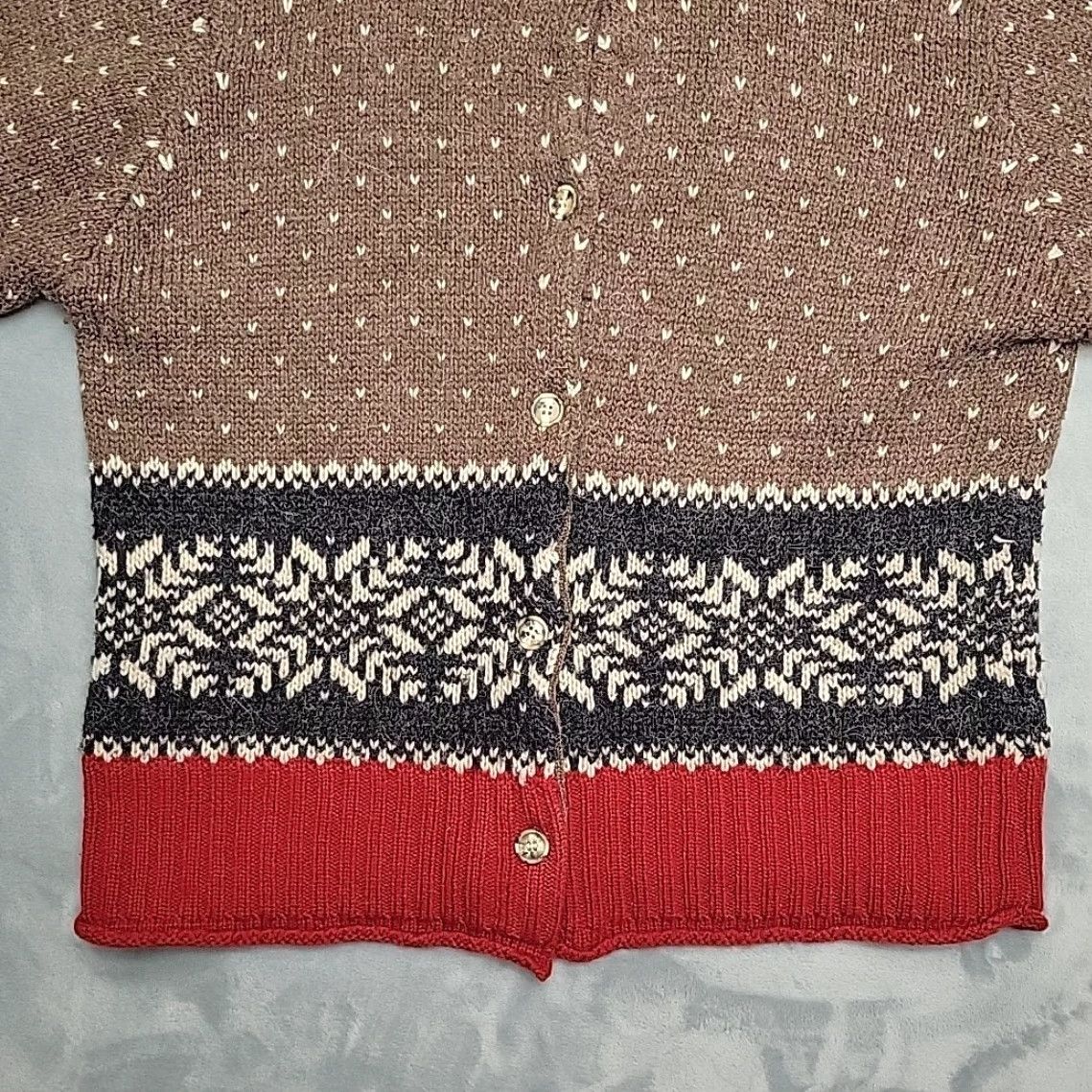 Eddie Bauer VINTAGE Eddie Bauer Cardigan Sweater Women XL Brown Fair Isle Wool Alpaca Nordic Classic Pattern Button Closure Knit Pullover Casual Women Size XL / US 12-14 / IT 48-50 - 3 Thumbnail