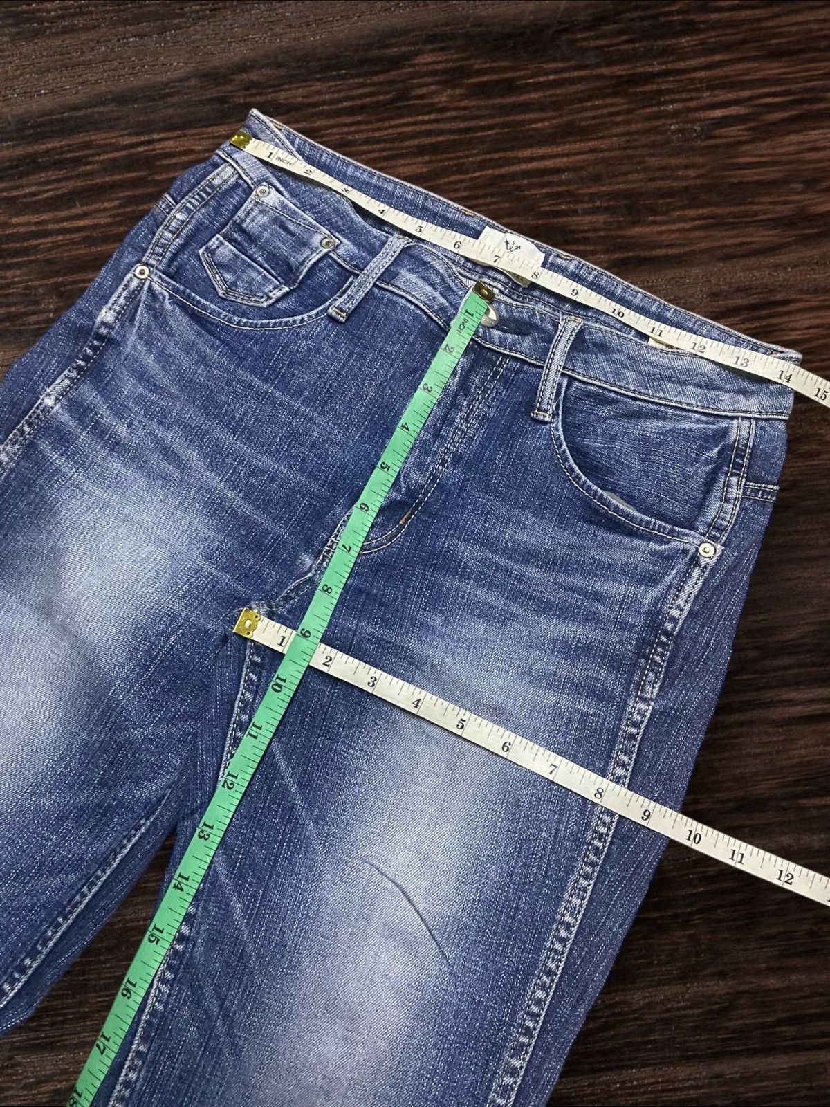 Japanese Brand Vtg Sweet Camel Faded Wash Buckle Back Eye Button Slim Fit Size US 28 / EU 44 - 10 Thumbnail