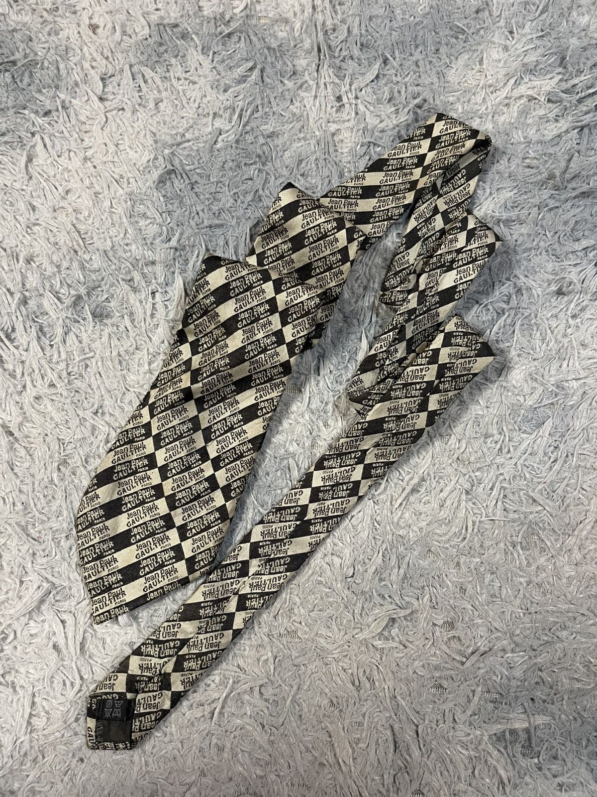 Jean Paul Gaultier RARE!!Jean Paul Gaultier Checker Board Neck Tie Spellout Size ONE SIZE - 3 Thumbnail