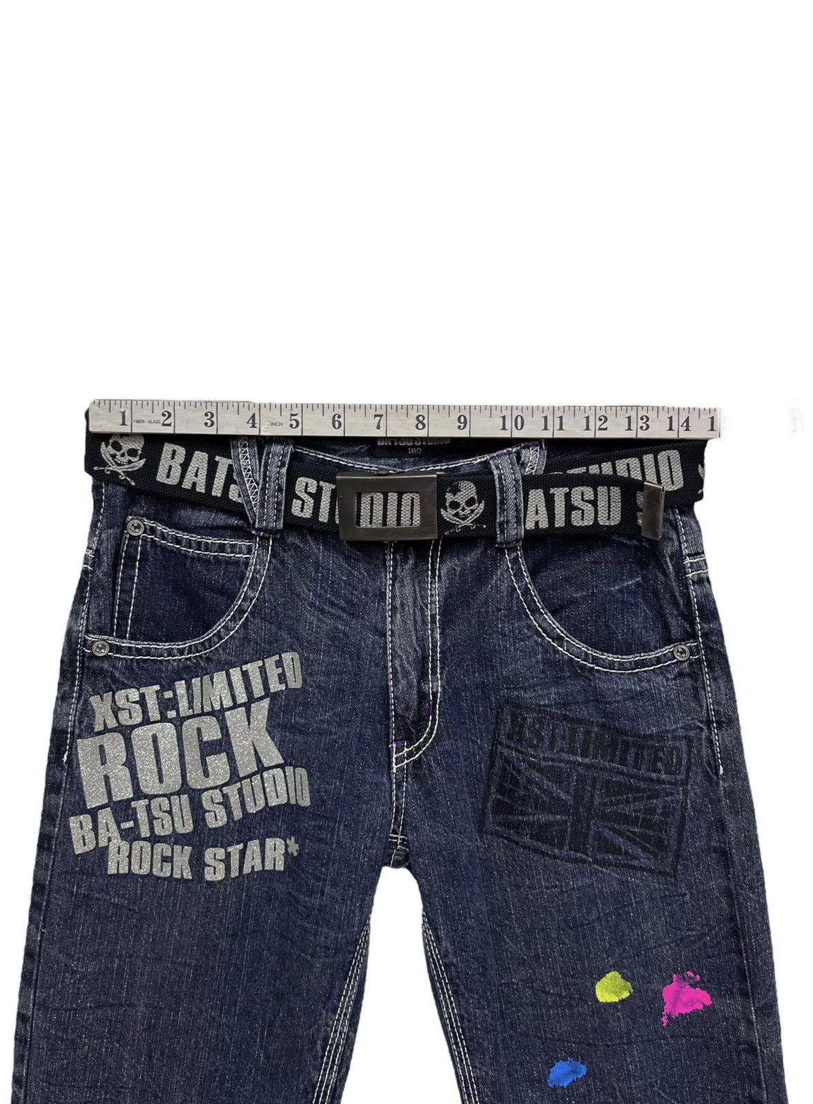 Rockstar Games 💀Vtg BATSU STUDIO Rock Star Multicolor Splash Painted Jeans Size US 29 - 10 Thumbnail