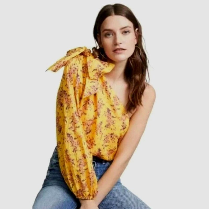 Amanda Uprichard Amanda Uprichard Yellow Floral Top | Size M Size M / US 6-8 / IT 42-44 - 5 Thumbnail