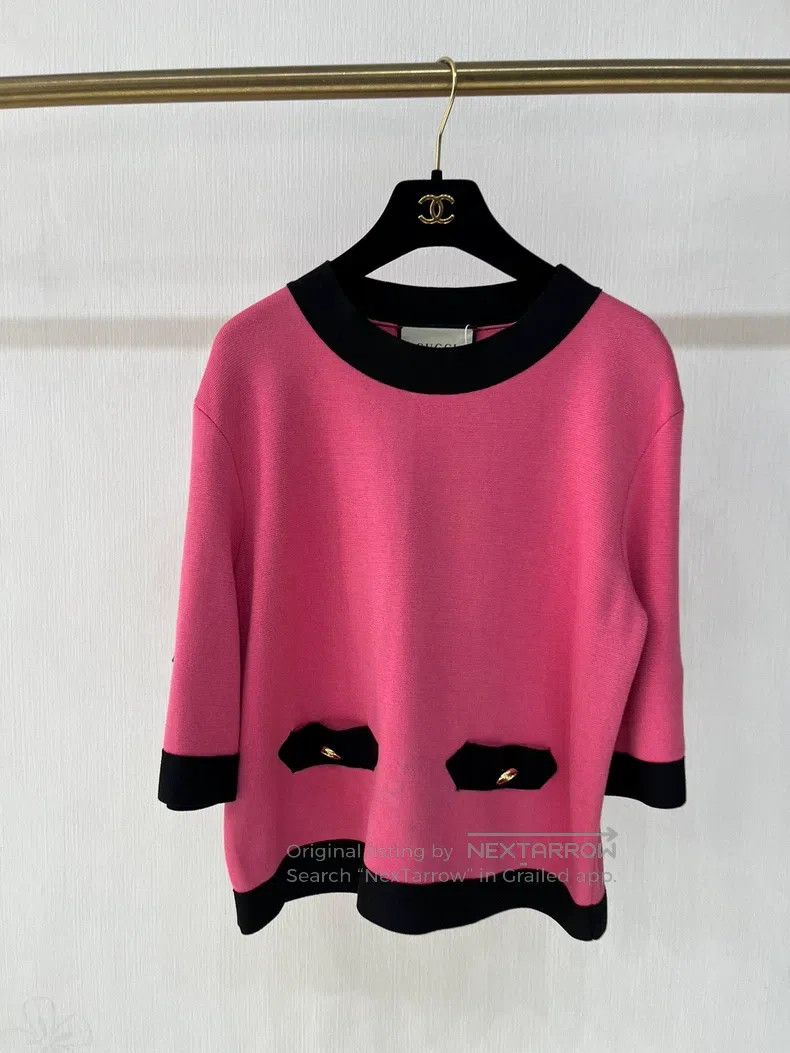 Gucci Gucci Black and pink colour-blocked mulberry silk blended Size S / US 4 / IT 40 - 1 Thumbnail