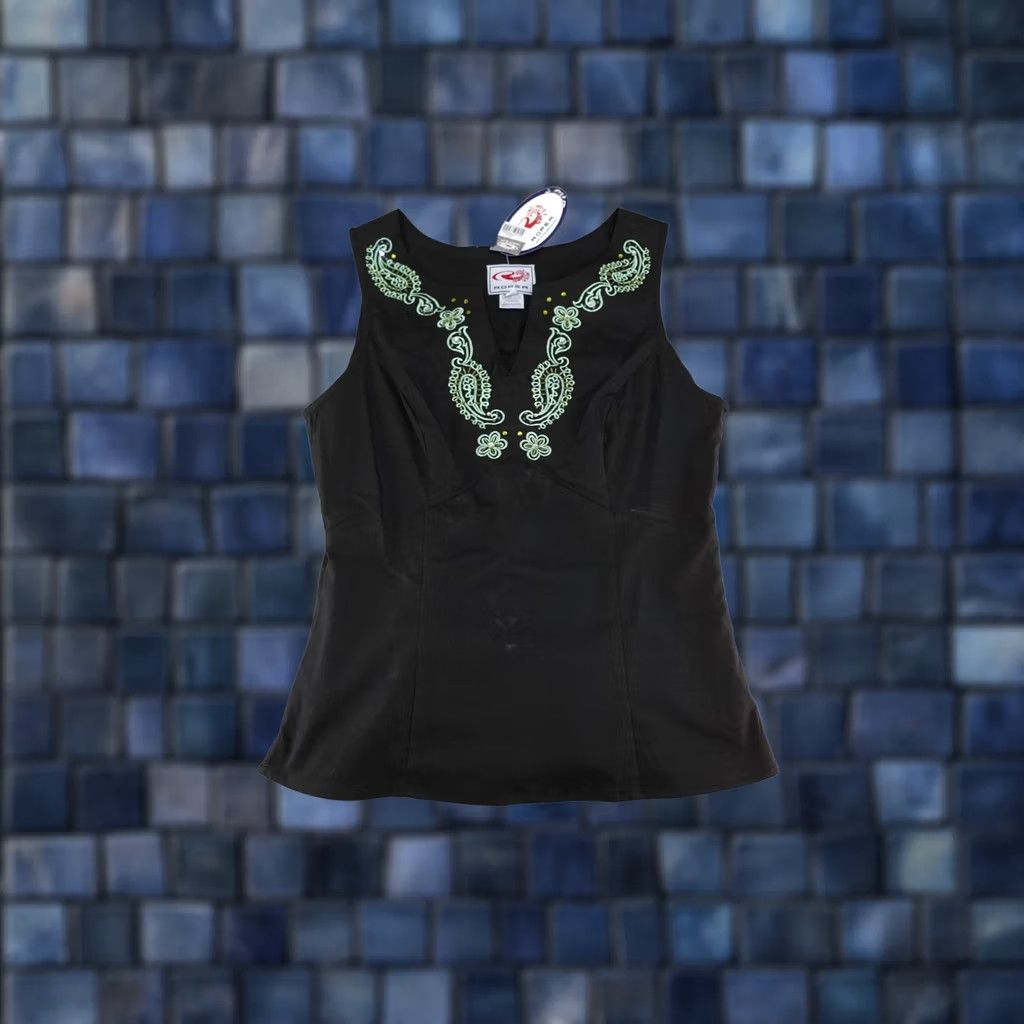 Roper Roper Shirt Womens Small Black Sleeveless Embroidered Western Paisley Beaded Tank Top Size S / US 4 / IT 40 - 1 Thumbnail