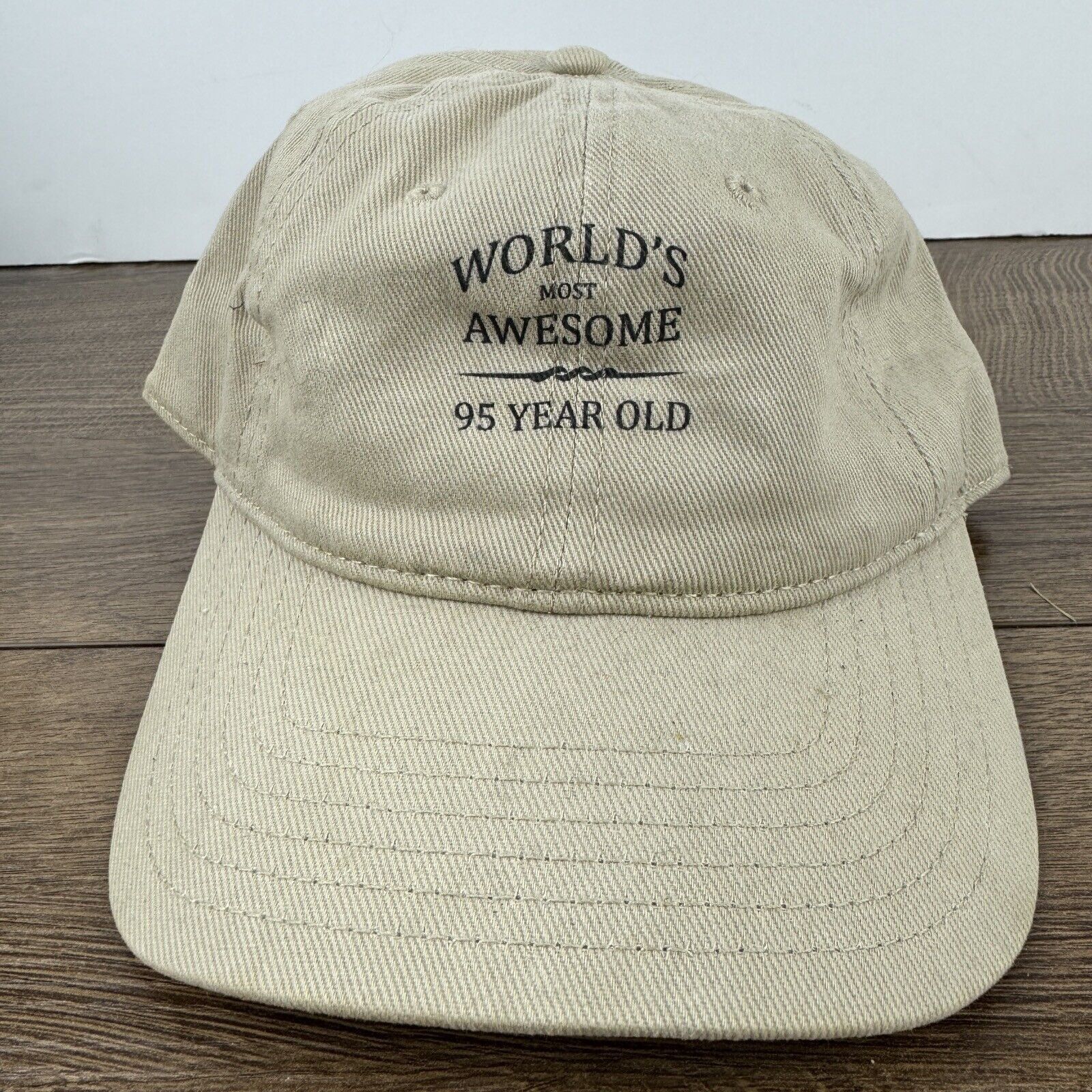 Other 95 Years Old Hat Worlds Awesome 95 Tan Brown Hat Adjustable Size ONE SIZE - 3 Thumbnail