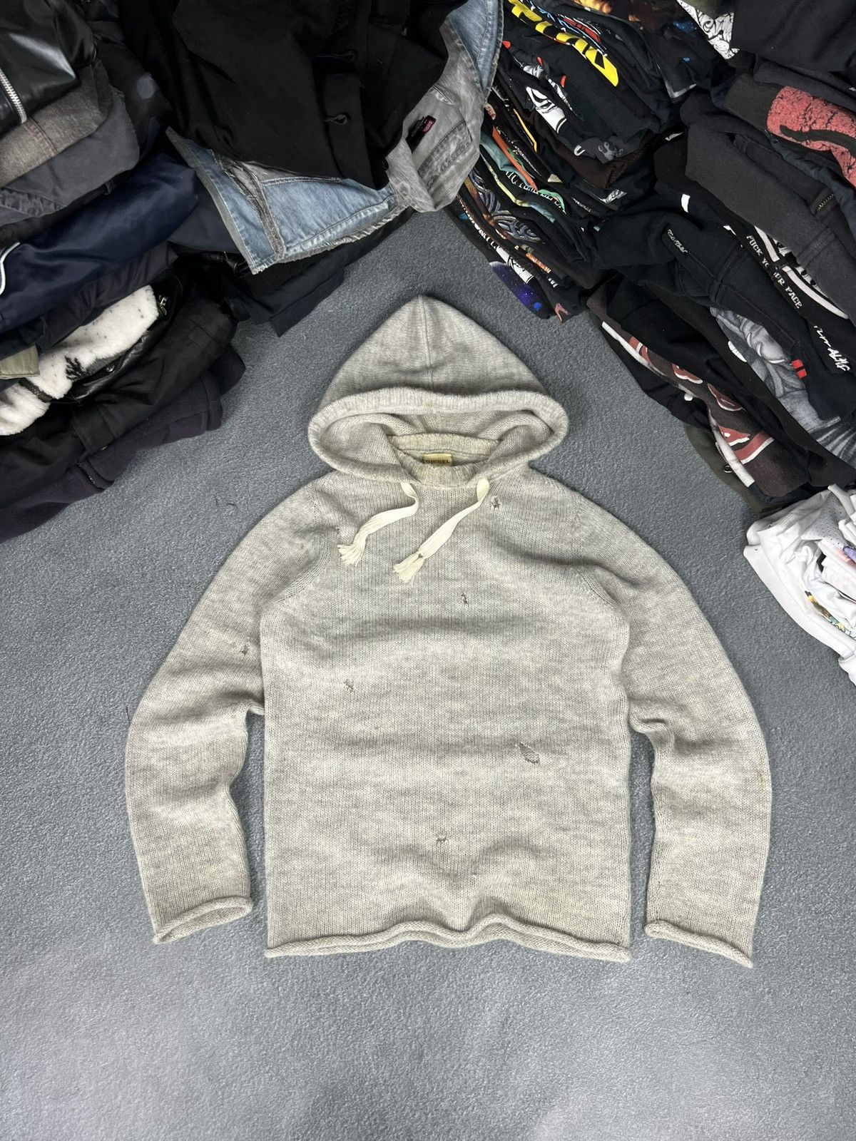 Diesel Vintage Diesel Knit Acryl Wool Distressed Hoodie Grunge Size US M / EU 48-50 / 2 - 1 Thumbnail