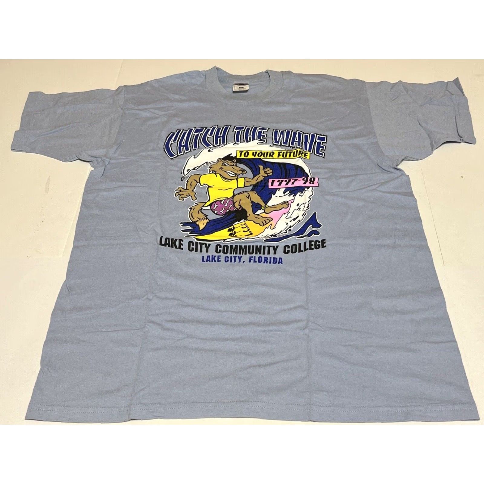 Fruit Of The Loom VINTAGE Lake City FL Community College Men’s T Shirt XL Catch The Wave Size US XL / EU 56 / 4 - 2 Thumbnail
