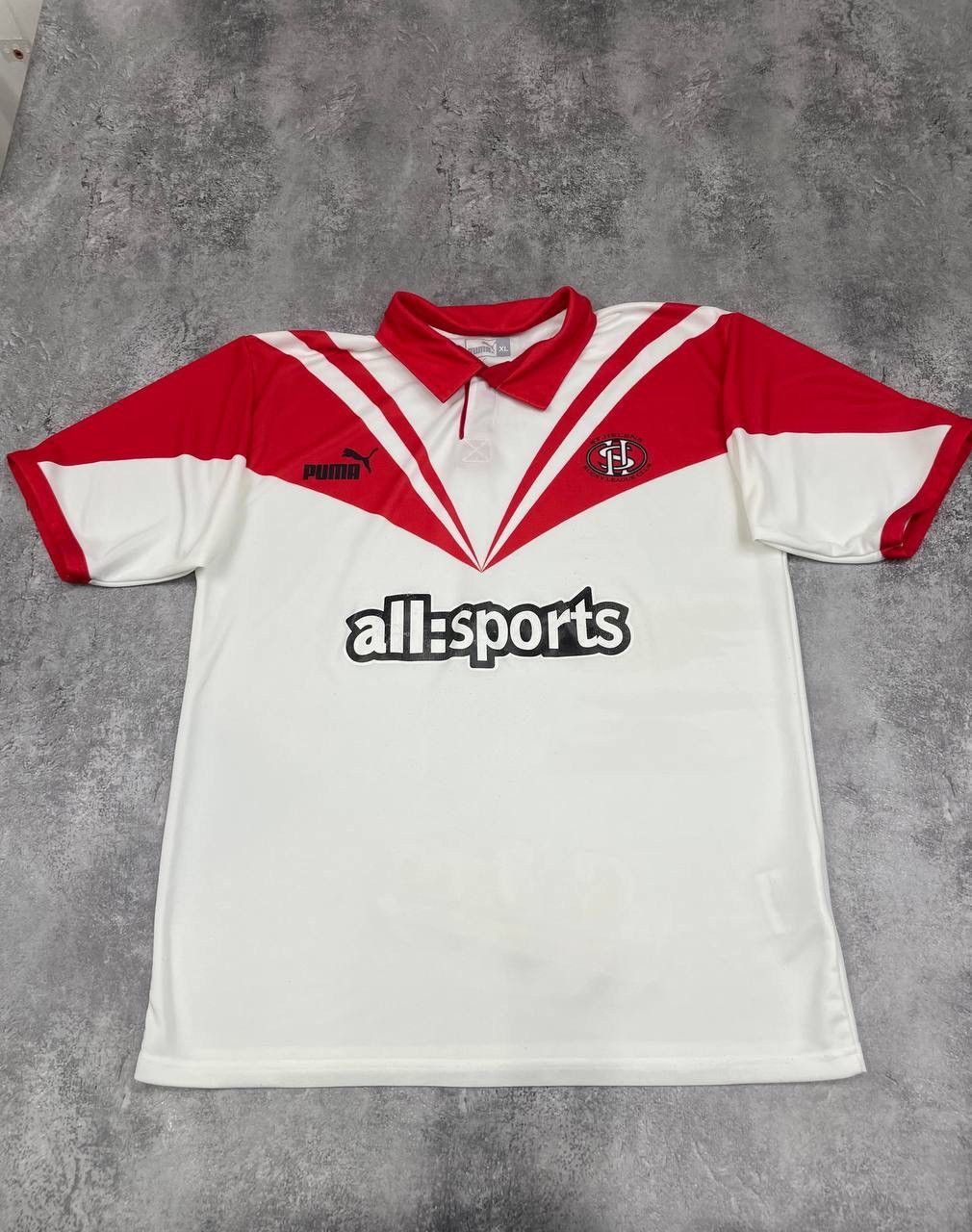 Puma Puma Men St Helens Allsports Rugby Shirt White Red Vintage Size US XL / EU 56 / 4 - 1 Thumbnail