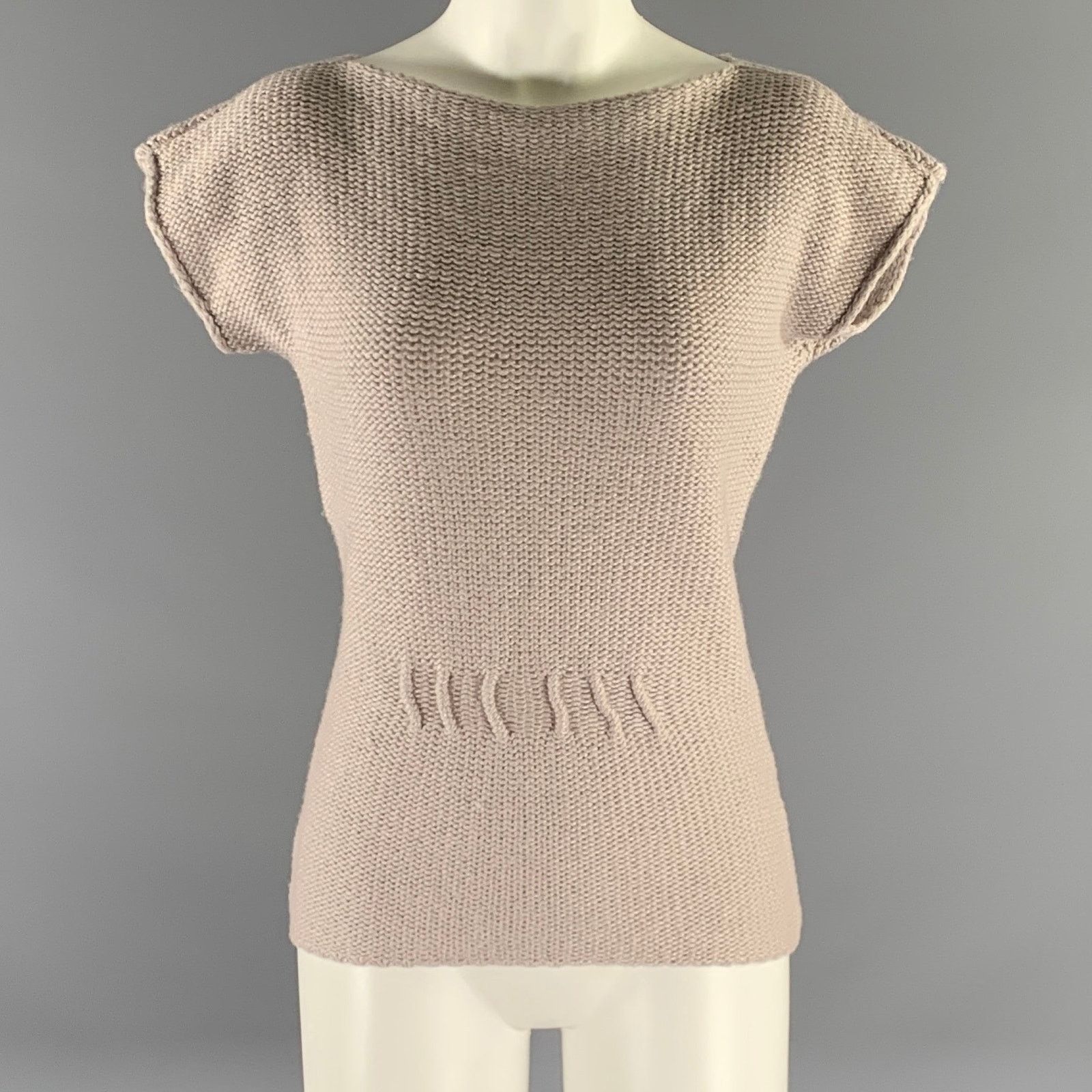 Emporio Armani EMPORIO ARMANI Tan Metallic Wool Polyamide Tunic Top Size S / US 4 / IT 40 - 1 Thumbnail