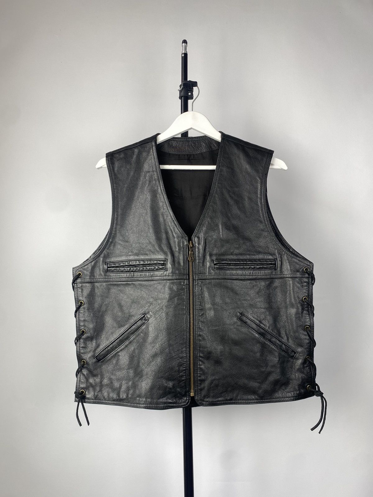 Japanese Brand Vintage ⚡️ LEATHER VEST OPIUM ROCK METAL Y2K BIKER VTG Size US M / EU 48-50 / 2 - 1 Thumbnail