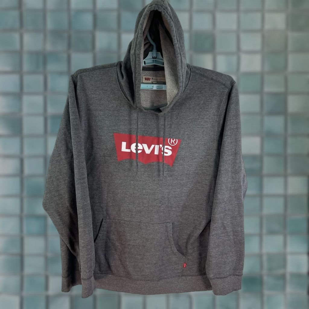 Levi's Levi's Sweatshirt Hooded Men 2XL Gray Graphic Print Fleece Cotton Blend Relaxed Mens Size US XXL / EU 58 / 5 - 1 Thumbnail