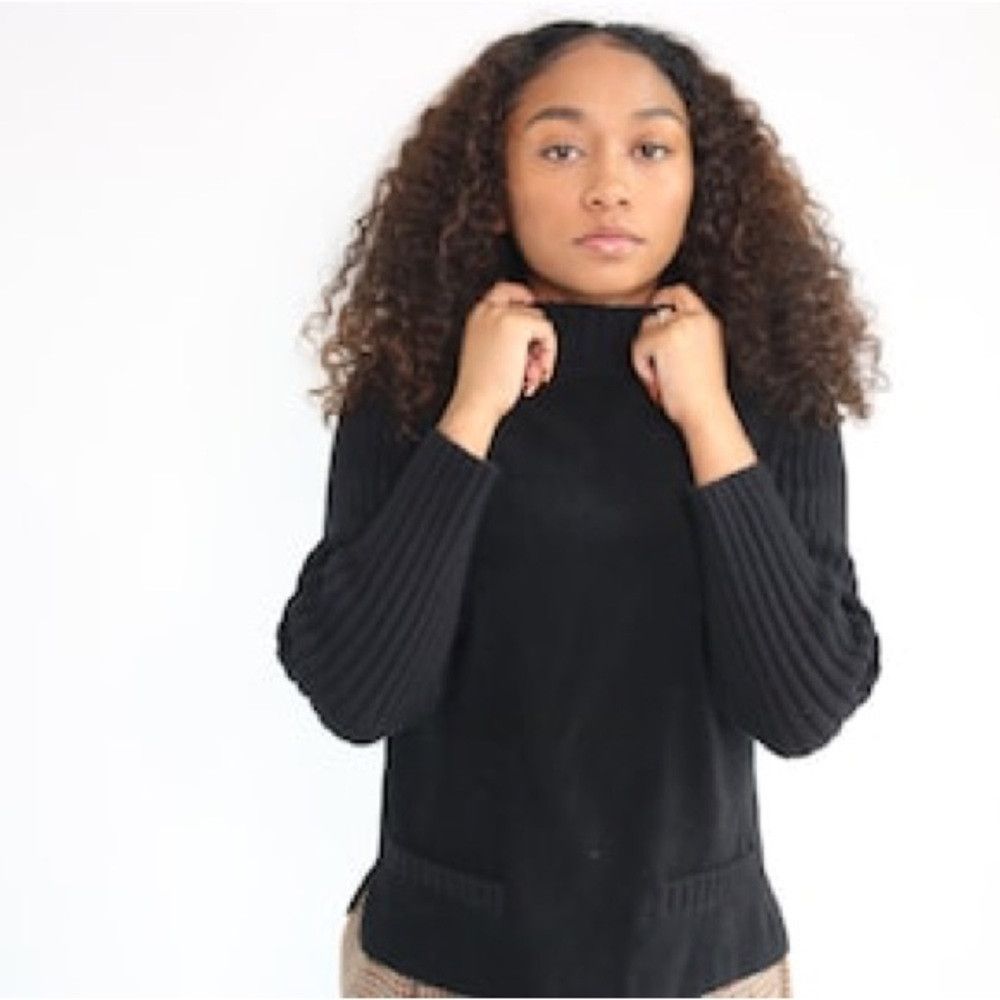 Talbots Vintage Talbots Black Faux Suede Wool Knit Sleeve Sweater S Size XL / US 12-14 / IT 48-50 - 1 Thumbnail