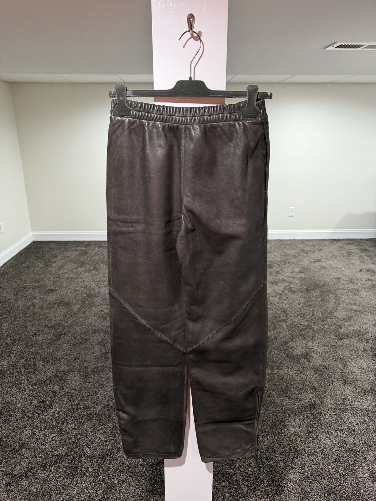 Acne Studios Acne Studios Leather Dark Brown Straight Leg Pants Size 32" / US 10 / IT 46 - 3 Thumbnail