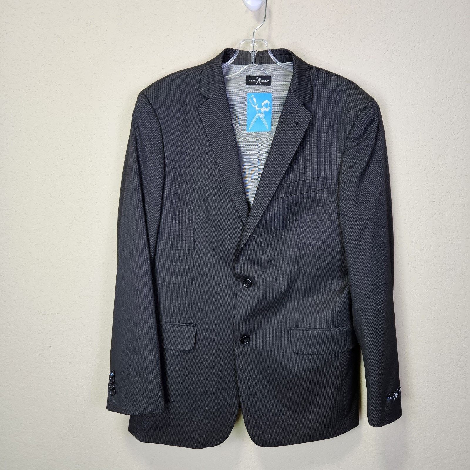 Marc Ecko Marc Ecko Blazer Jacket Micro Check Black Wedding Interview Size 40R - 3 Thumbnail