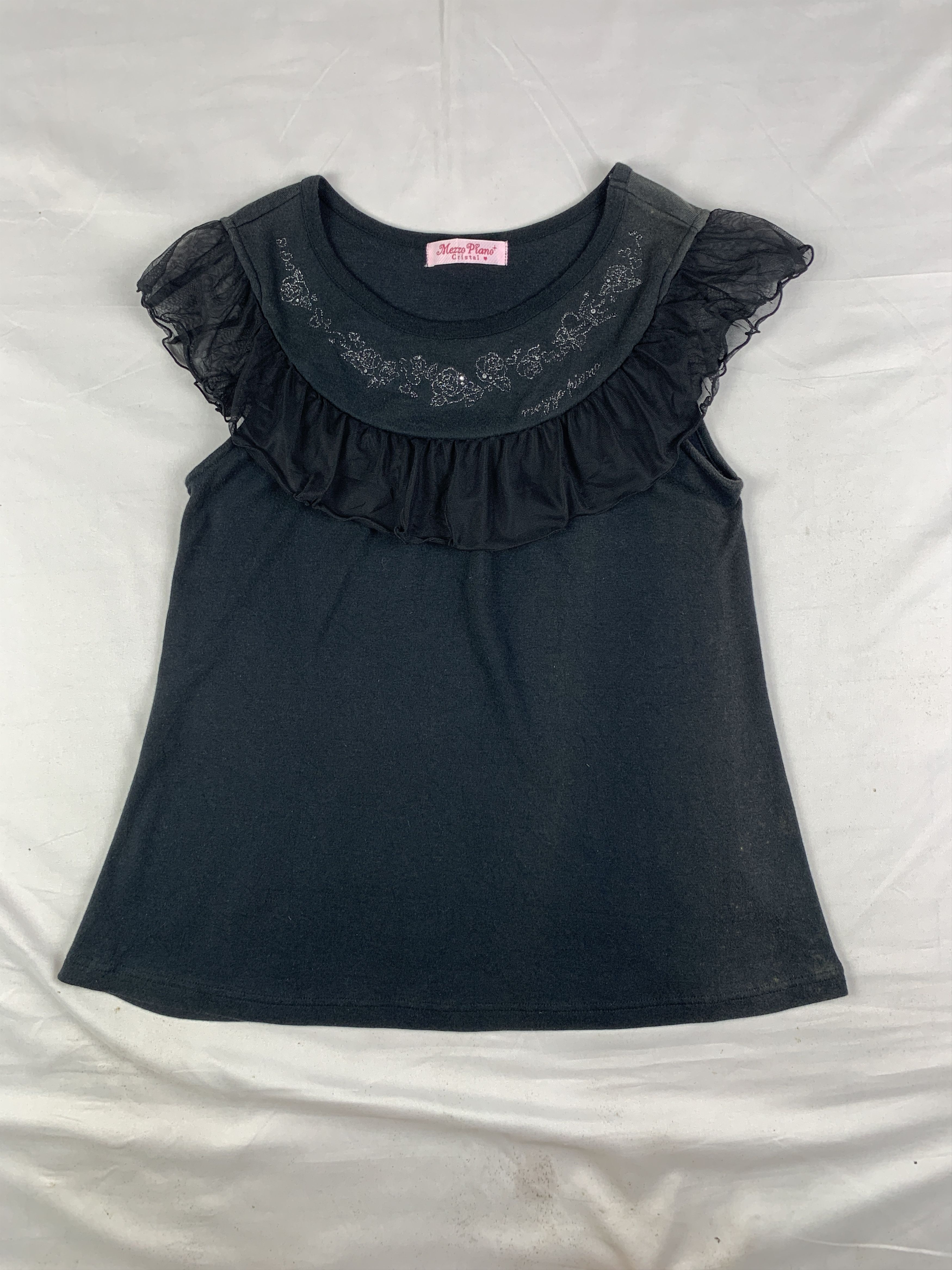Other Mezzo Piano Black Ruffle Top (S) Size S / US 4 / IT 40 - 1 Thumbnail