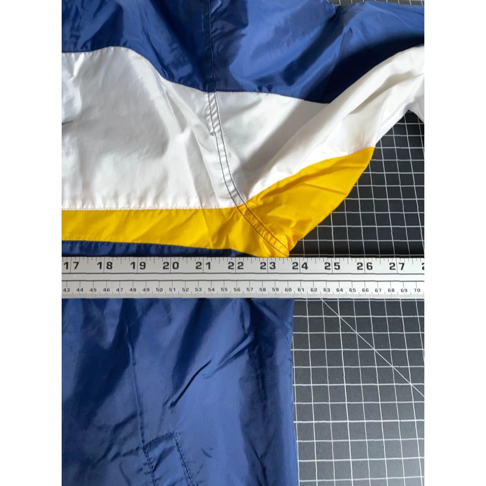 Nike VINTAGE Nike Windbreaker Jacket Zip Up Full Zip Lined Striped Nylon Polyester Men M Blue Yellow White 90s Retro Logo Pockets Front Zip Mens Size US M / EU 48-50 / 2 - 4 Thumbnail