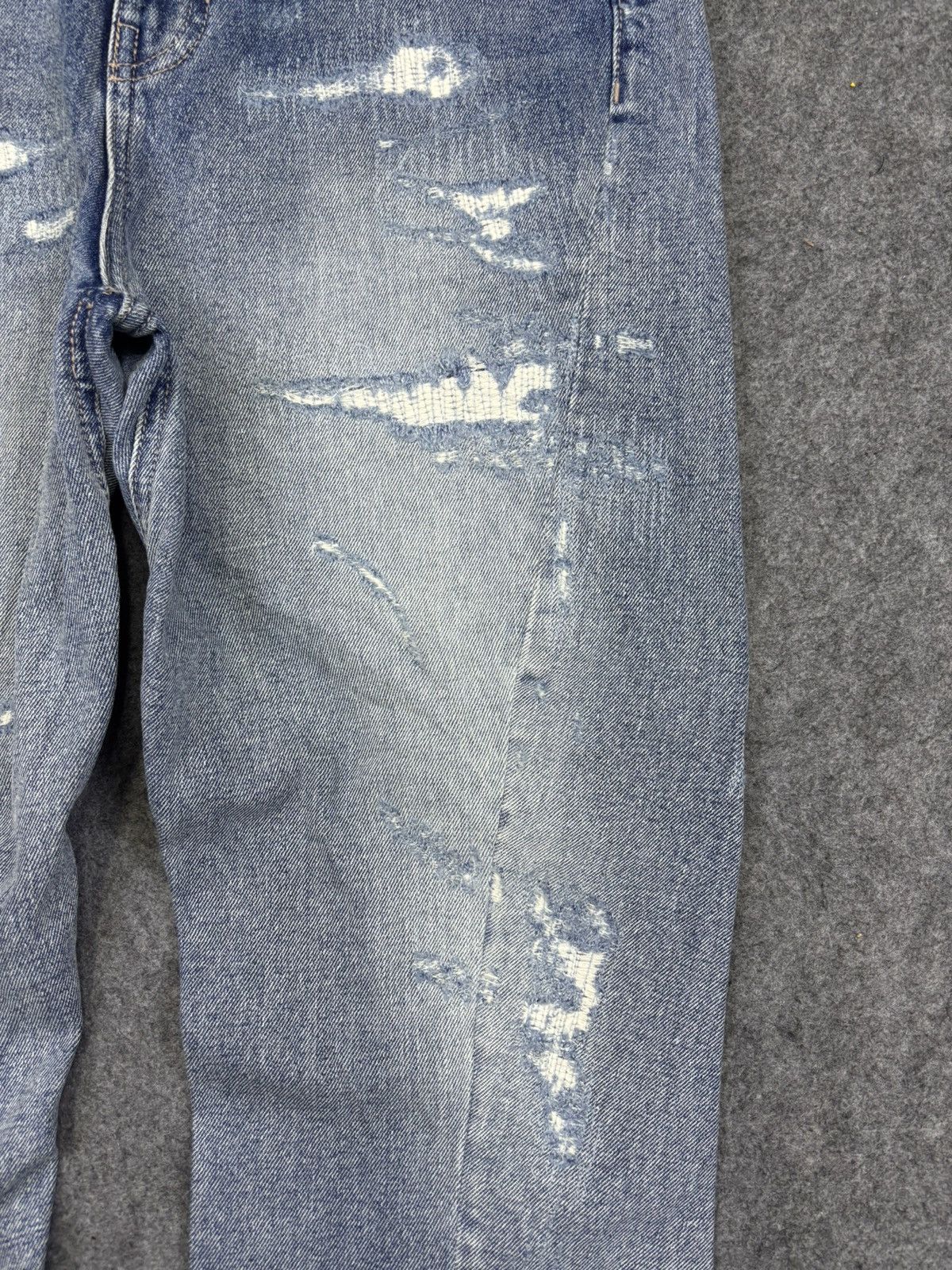 Japanese Brand 💥Japan Style💥Bit Blue Distressed Sarouel Mild Denim F806 Size US 31 - 6 Thumbnail