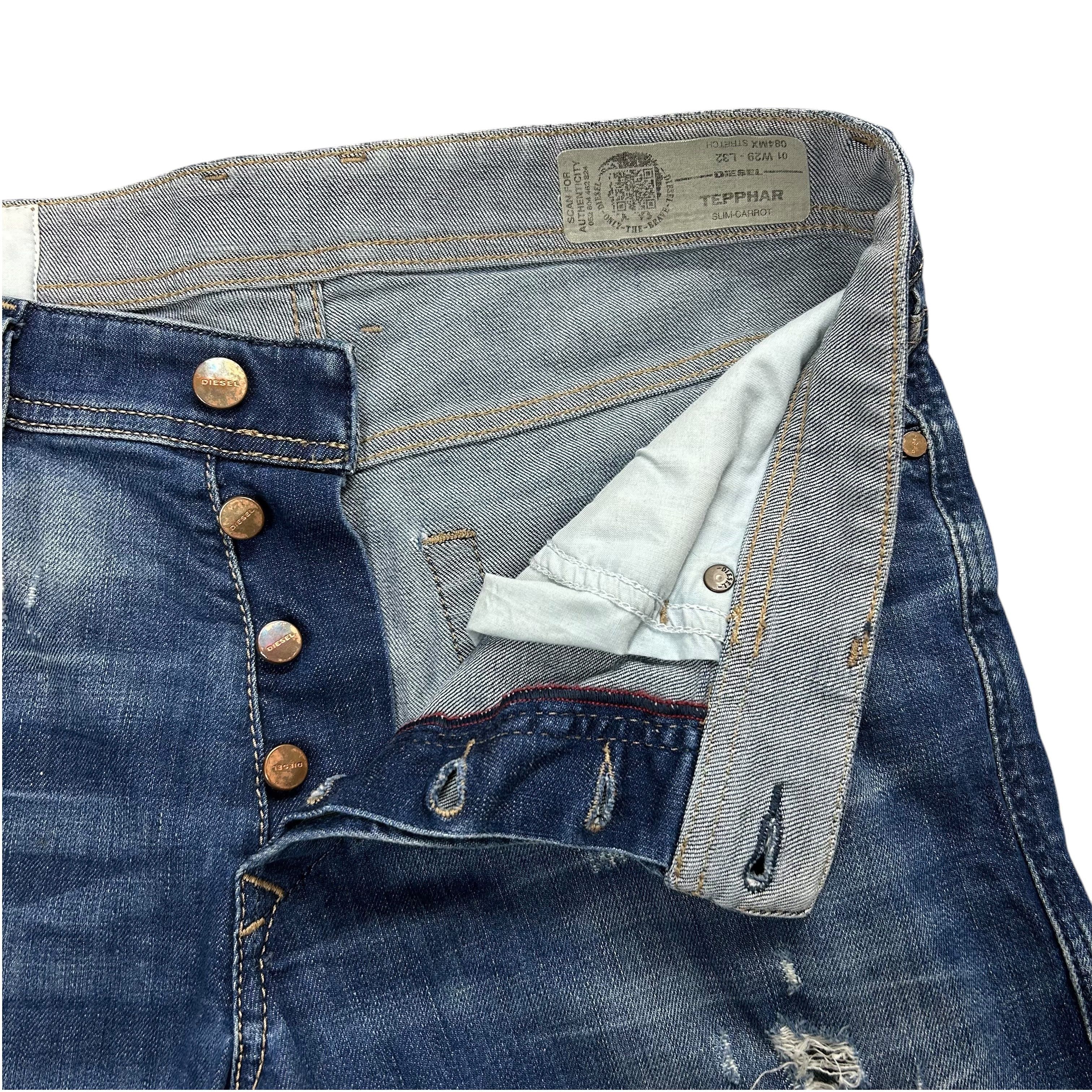 Diesel Diesel Tepphar Slim Carrot Blue Denim Jeans Stretch W29L32 Size US 29 - 5 Thumbnail