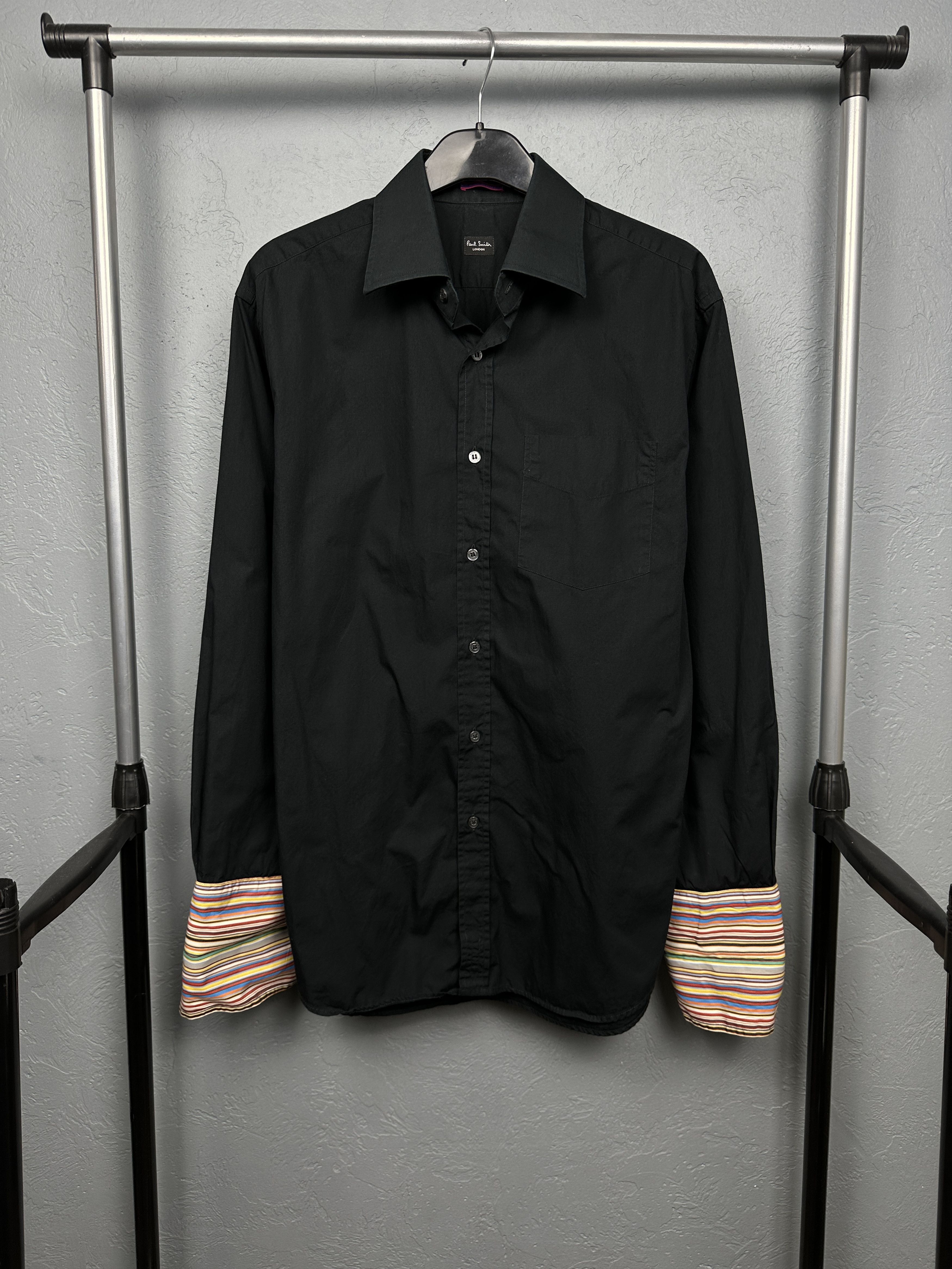 Paul Smith × Vintage Paul Smith Vintage Mens Black Long Sleeve Shirt Size US L / EU 52-54 / 3 - 1 Thumbnail